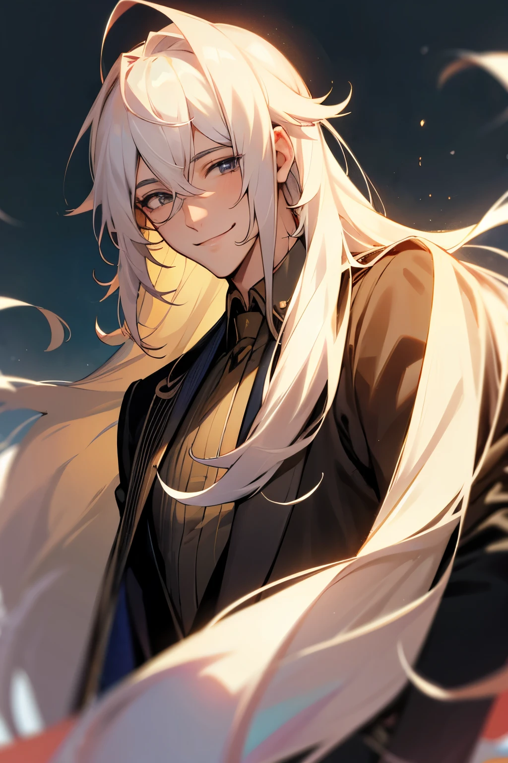 Handsome man with a smile，Adult male，Long hair