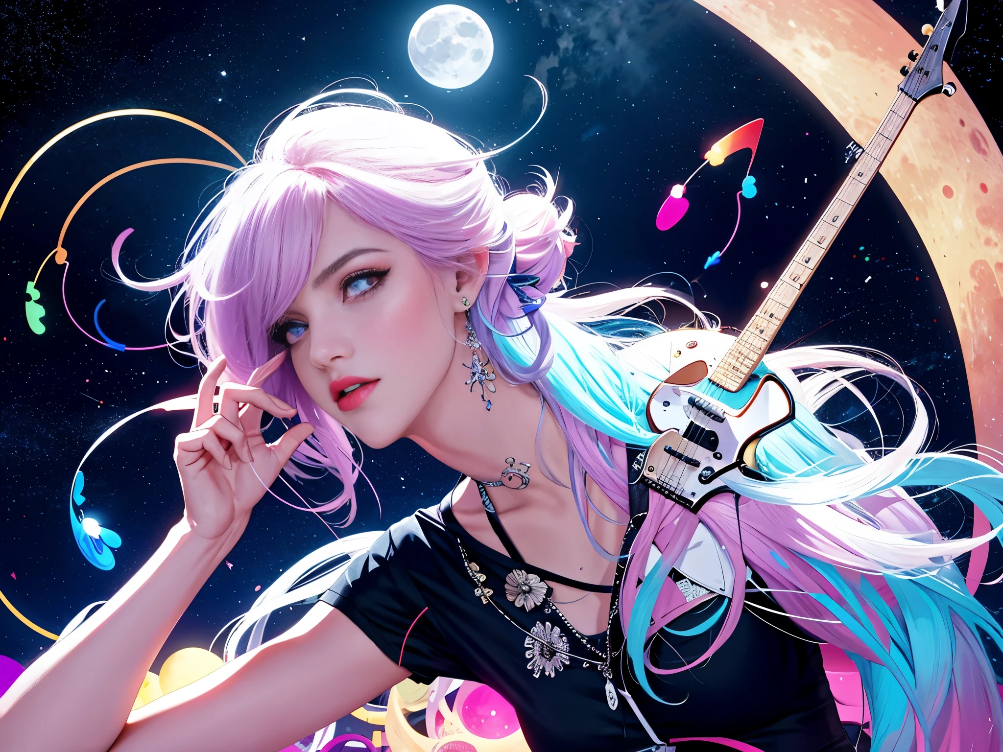 beautiful moon, music icon, neon
