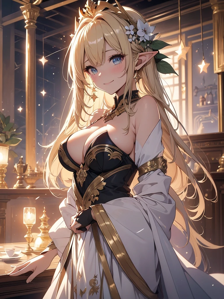 最high quality、1 womanエルフ NP: Worst quality ,Flower fractal art Beautiful side shot, radiance,High-definition depiction, Realistic, 8k, Unity, Wide Shot, light smile, Beautifully and vividly drawn, , Beautiful, beautiful, clear skin、sexy see-through bodystocking,Countless rays of light pouring down, Swirling Light, big background, Raise one arm above your head, Intense light is emitted from the magic circle in front of the girl. forest、Lots of leaves、Green leaves、flower、
Romanticism,Cowboy Shot: The most beautiful form of chaos, Mr..々color, Intertwined flowers, Particle,magical gentle light,smile,sexy,image quality、masterpiece、Beautiful Face、Super beautiful elf woman((Big breasted 22 year old office lady、Nipples、Bust 100,Beautiful long ironed hair 、Blonde hair,height: 165cm。、sexy、Esbian、、high quality、、background((Star Narski)))、Starry Sky、Visual art、Written boundary depth、、Elf Ears、、universe、Happy smile、Gentle light、Elf forest、elegant、ticker beautiful decorative、、magic、forest、Beautiful tiara、Beautiful bed、Beautiful Landscape、A kind smile、wonderful、Fluttering petals、Dance happily、、Cultivate fantasy、、Mystery light Lots of flowers、、art、forest, palace, art,mystery,Ultra-high resolution,atmosphere