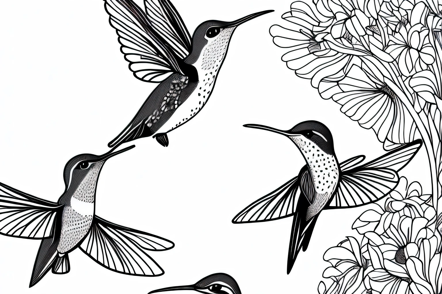 Four Hummingbirds, fairy tale, Fairytale, Mystery, Monochrome
