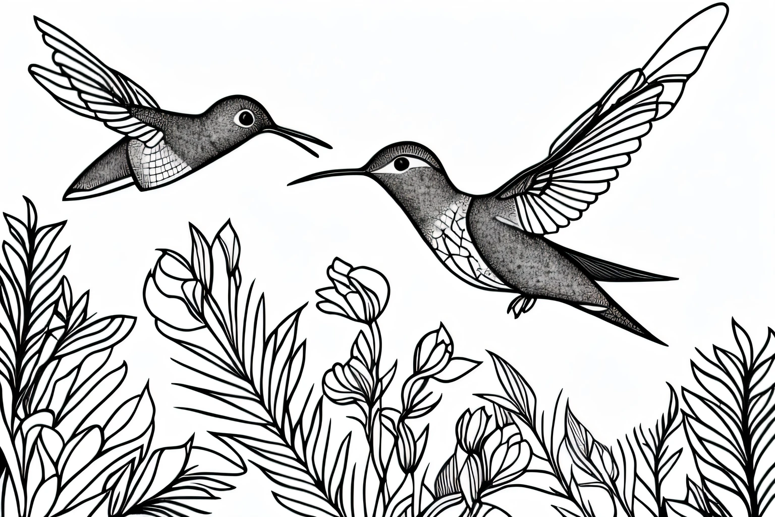 Four Hummingbirds, fairy tale, Fairytale, Mystery, Monochrome