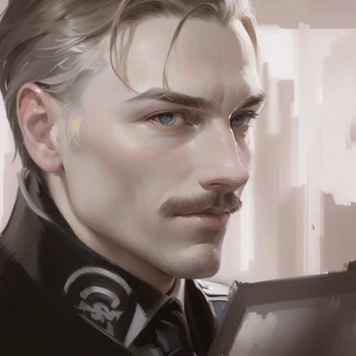 there is a painting of a man with a tie and a suit, inspired by Adolf Dietrich, inspired by Oskar Lüthy, inspired by Hans Fries, digital matt painting, inspired by Ferdynand Ruszczyc, smooth. digital painting, inspired by Otto Stark, inspired by Armin Hansen, inspired by Yasutomo Oka, inspired by Johannes Mytens
