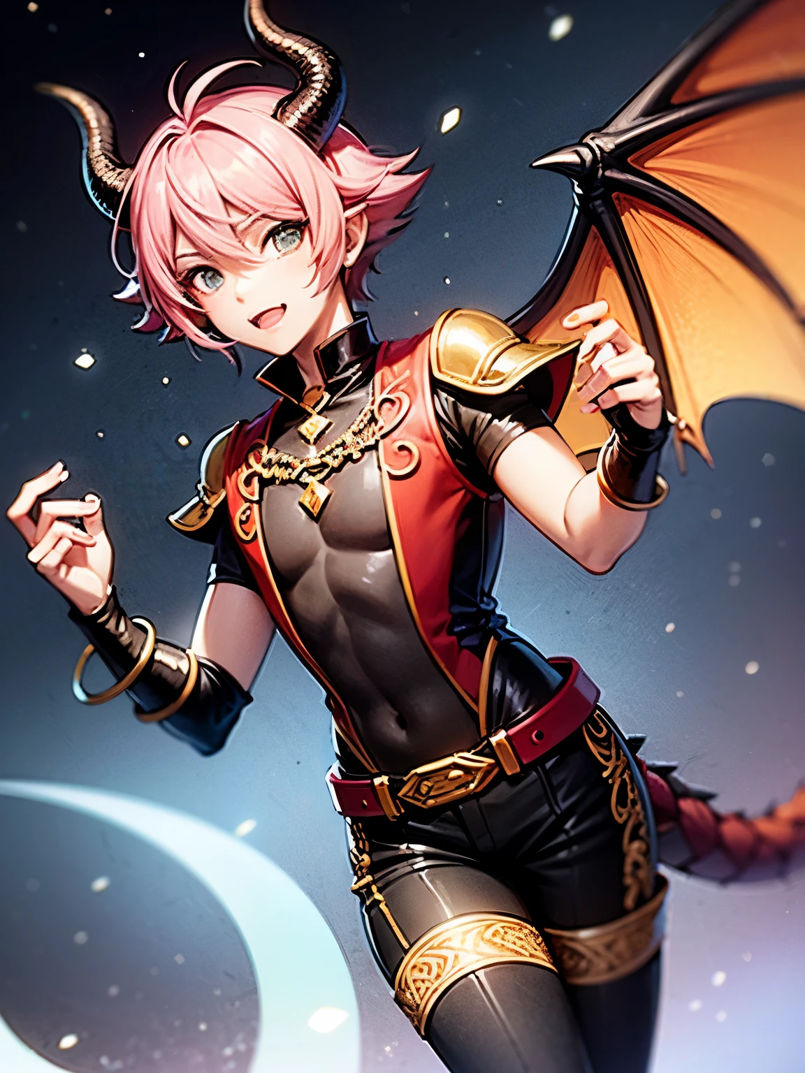 male dragon with pink hair and dragon horns