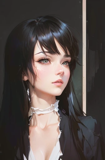 there is a digital painting of a woman with long hair, anime portrait, anime style portrait, face anime portrait, portrait of an anime girl, halfbody portrait, semirealistic anime style, 2d portrait, anime character portrait, in the art style of bowater, painted in anime painter studio, anime realism style, in an anime style, speedpaint