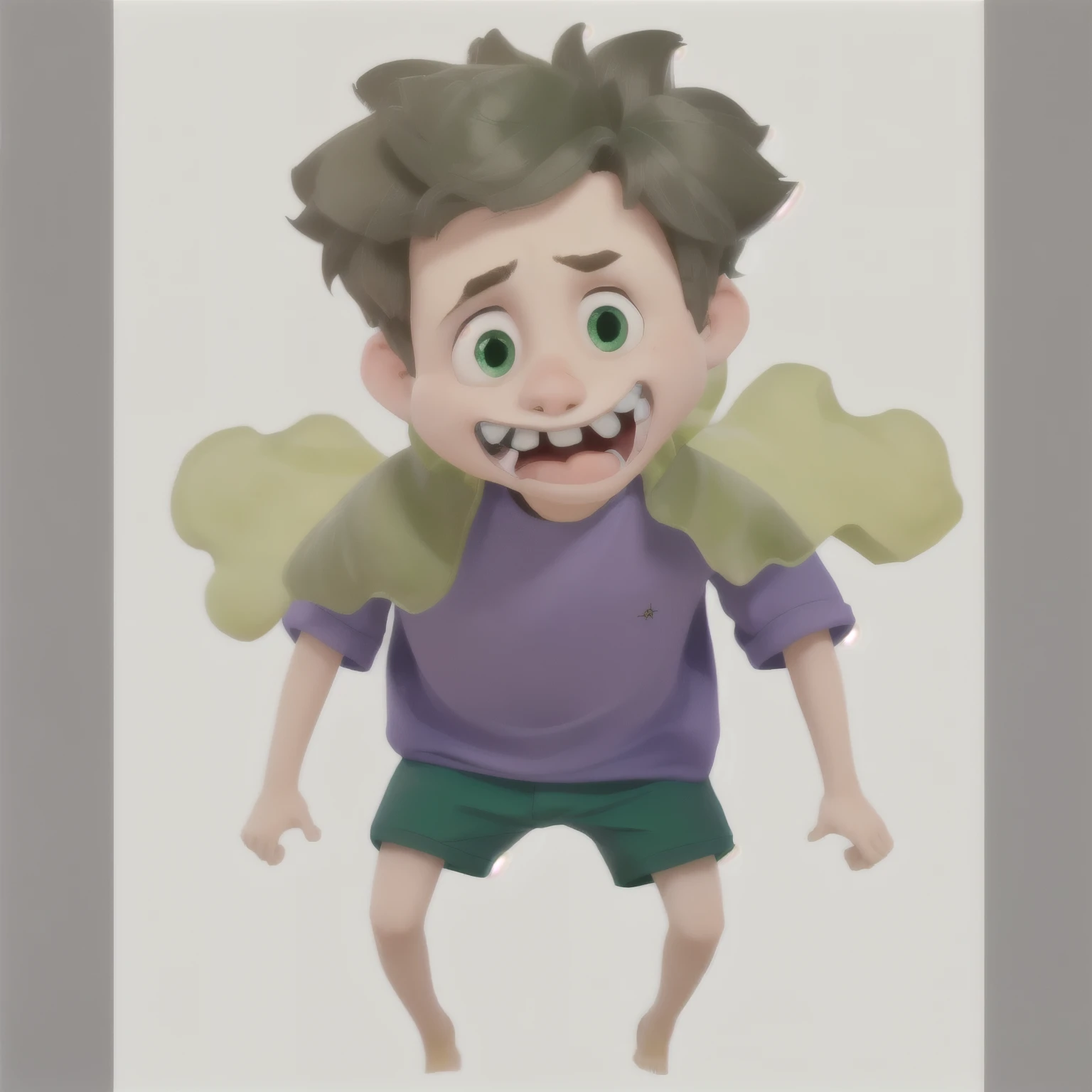 boy with bad green breath coming out of his mouth, com dentes pretos e dentes faltando. Menino sujo, menino porco, boy who doesn't brush his teeth. Teeth with cavities, teeth with tartar.