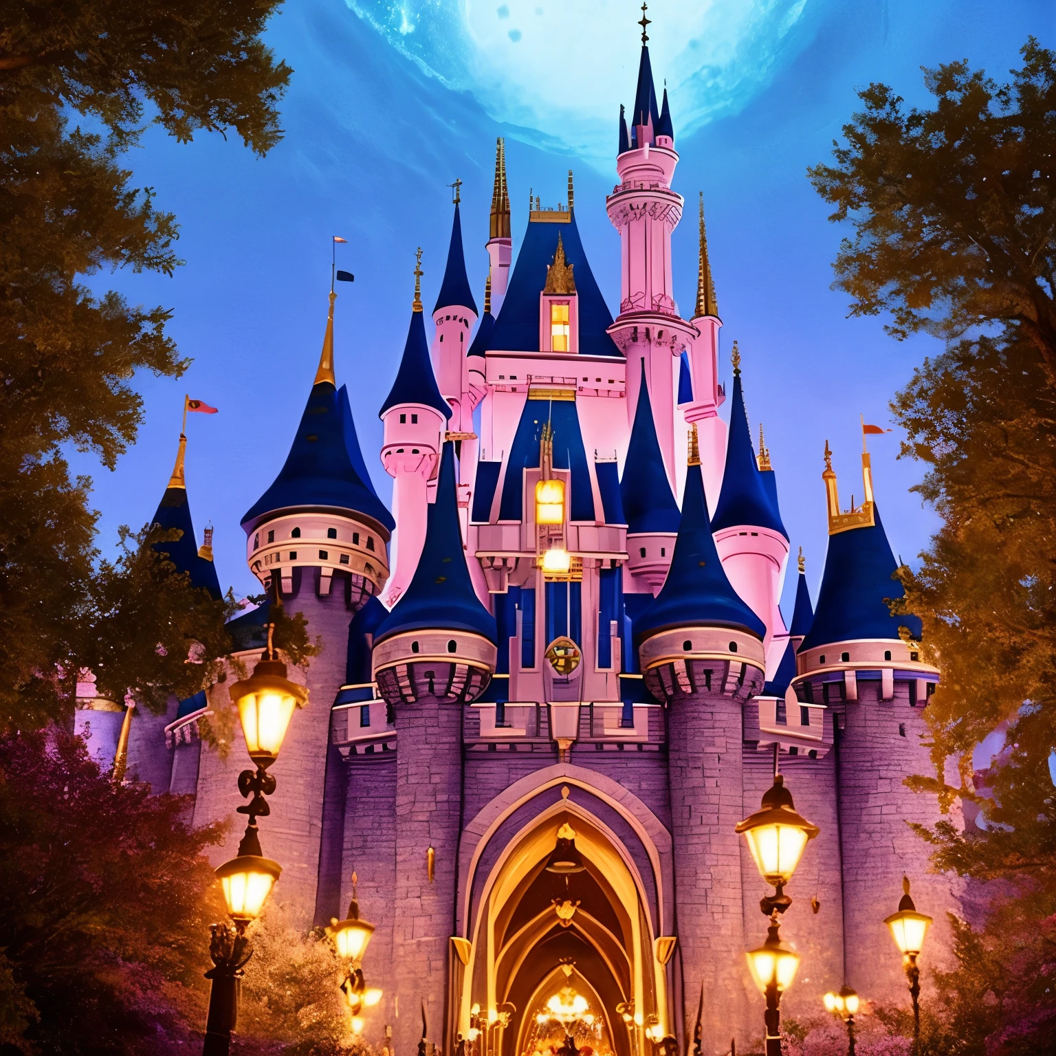 disney's sleeping beauty castle in the night, disney art, disney art style, disney concept art, disney artstyle, very magical and dreamy, art in the style of disney, magical castle, disney concept art :: nixri, in style of disney animation, disney inspired landscape, disney!!, dark pastel castle background, disney!!!!, inspired by disney, background is disneyland castle