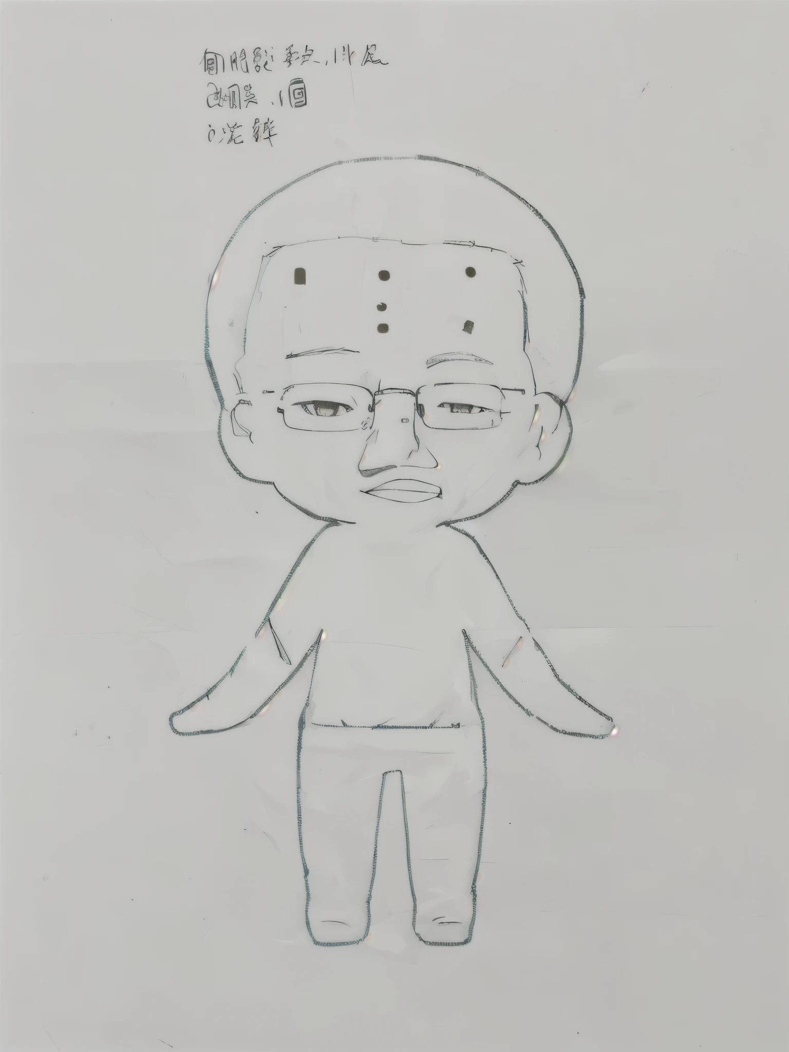 Sketch of a man wearing glasses and a white shirt, head and waist portrait, full body and head, Front posture, portrait of hank hill, Hank Hill as the Propane God, Head and body portraits, Cartoon, Full body figure painting, A profile picture, Outline Sketch, Chibi Proportion, Contour, 成人Cartoon动画, My character portrait,color