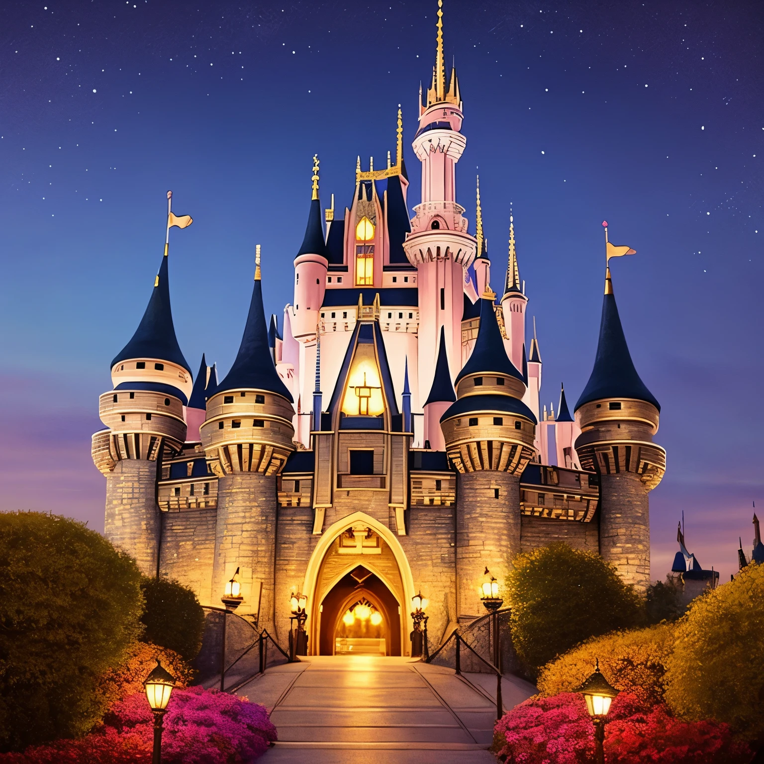 disney's sleeping beauty castle in the night, disney art, disney art style, disney concept art, disney artstyle, very magical and dreamy, art in the style of disney, magical castle, disney concept art :: nixri, in style of disney animation, disney inspired landscape, disney!!, dark pastel castle background, disney!!!!, inspired by disney, background is disneyland castle