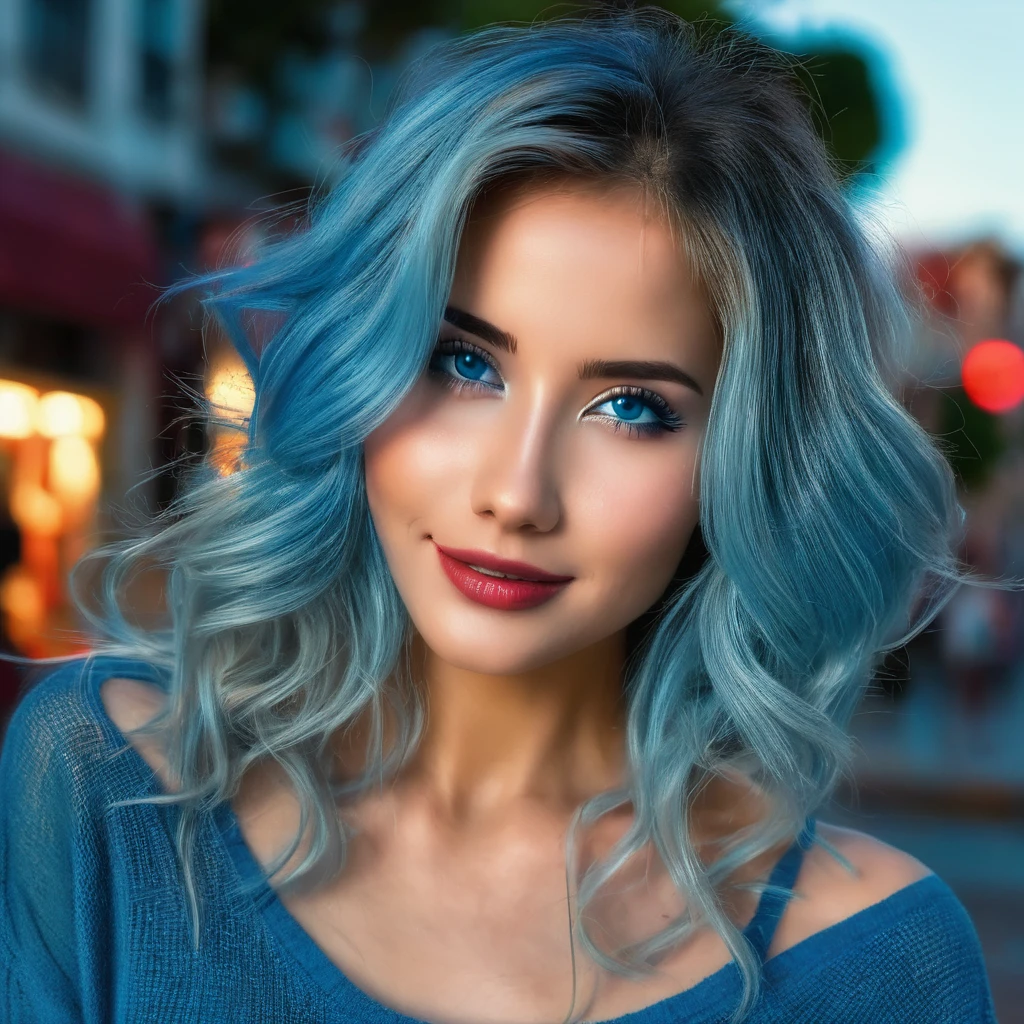 Atardecer con tonalidades rojas, ciudad, fuente, chica de pelo largo rubio, ojos azules, poca ropa, mirada erotica, estudiante, sentada, sonrisa de excitada, sonrojada