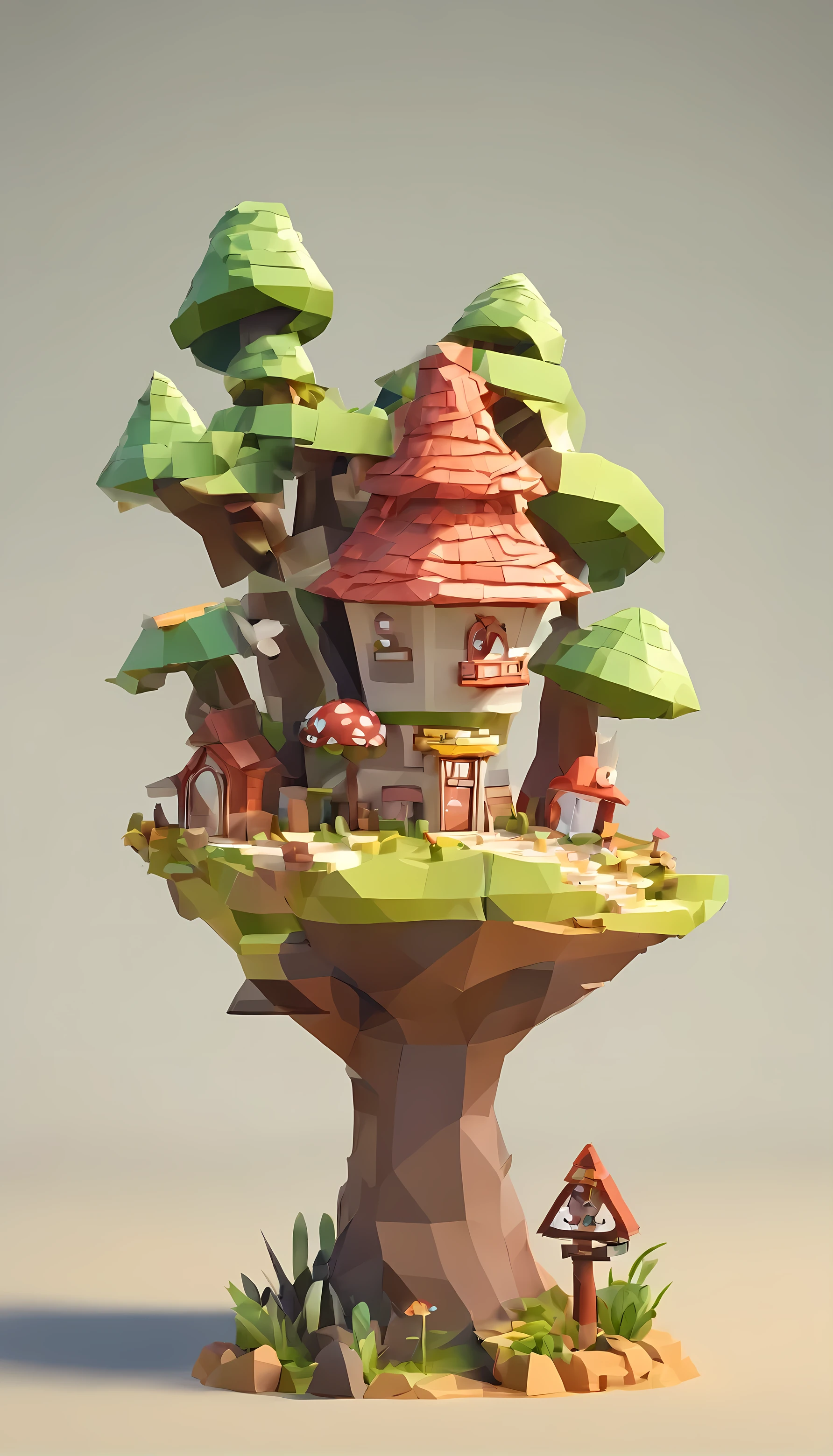 miniature,Super cute clay world, City isometric view ,Game architecture design, Cartoon,Mushroom House，Mushrooms and architecture complement each other，casual game style, mushroom shaped building, .。.3D, Blender，Features，masterpiece，Super Detail，Best quality