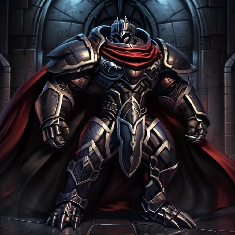 (masterpiece, best quality, detailed:1.2) detailed full body, a knight's mechanical armor, glowing wide and heavy armor, wears full body armor. massive muscles, huge pecs, chiseled abs, huge pectorals, exaggeratedly huge muscles. wearing a cloak. unusually developed muscular body big muscle, pecs, triceps, traps, waist narrow, unusually developed muscular body, Dark knight,
BlackKnight_fe, The claws are sharp,
Sharp teeth, black color big penis,