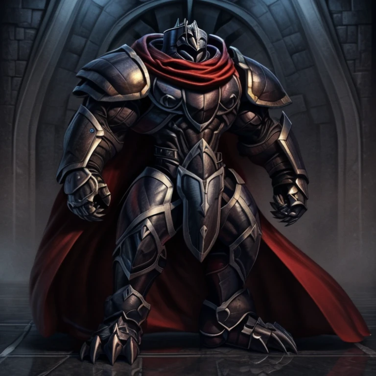 (masterpiece, best quality, detailed:1.2) detailed full body, a knight's mechanical armor, glowing wide and heavy armor, wears full body armor. massive muscles, huge pecs, chiseled abs, huge pectorals, exaggeratedly huge muscles. wearing a cloak. unusually developed muscular body big muscle, pecs, triceps, traps, waist narrow, unusually developed muscular body, Dark knight,
BlackKnight_fe, The claws are sharp,
Sharp teeth, black color big penis,