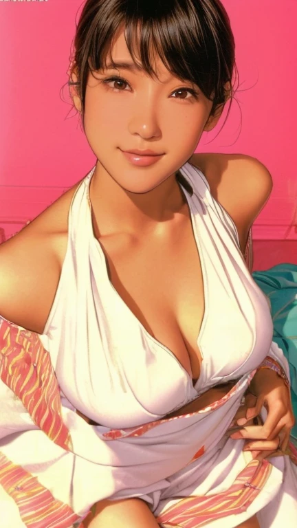 Afro-American Asian woman in a white top and tan pants poses for a photo, Young Sensual Gravure Idol, Japanese Model, A young and cute gravure idol, yasumoto oka, mayuri shiina, Yoshitomo Nara, kotegawa yui, Young and skinny gravure idol, deayami kojima, Japanese Goddess、Riho Yoshioka