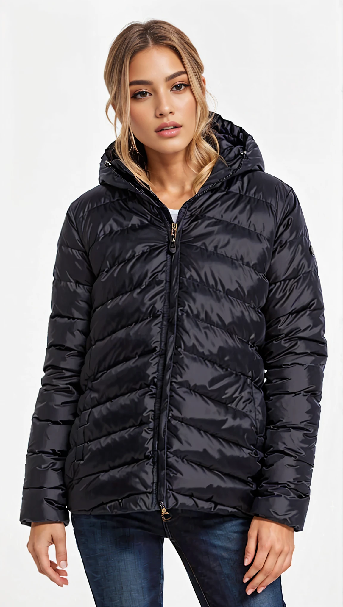 a woman wearing a preto puffy jaqueta and jeans, model wears a puffer jaqueta, puffer jaqueta, encapuzado, jaqueta, preto jaqueta, long preto jaqueta, jet preto tuffle casaco, Easy, Delicioso, deep preto, basic, suki, preto jaqueta | brilhante, casaco, f / 2 0, preto casaco, preto, h 9 6 0, tuffle casaco