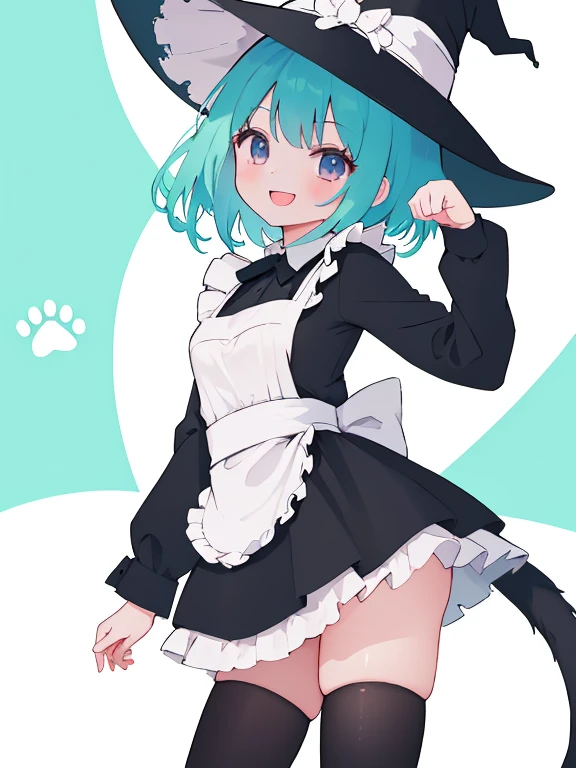 absurdres, absolutely resolution, incredibly absurdres, highres, ultra detailed
BREAK
(1girl, solo:1.4), beautiful and shiny skin, coquettish skin, dynamic angle, close-up, cowboy shot, smile
BREAK
witch maid, black cat tail, smile, black thighhigh, paw posing, leg up outside, paw, paw stamps, paw stamps, paw stamps
BREAK
nice hands, perfect hands, 