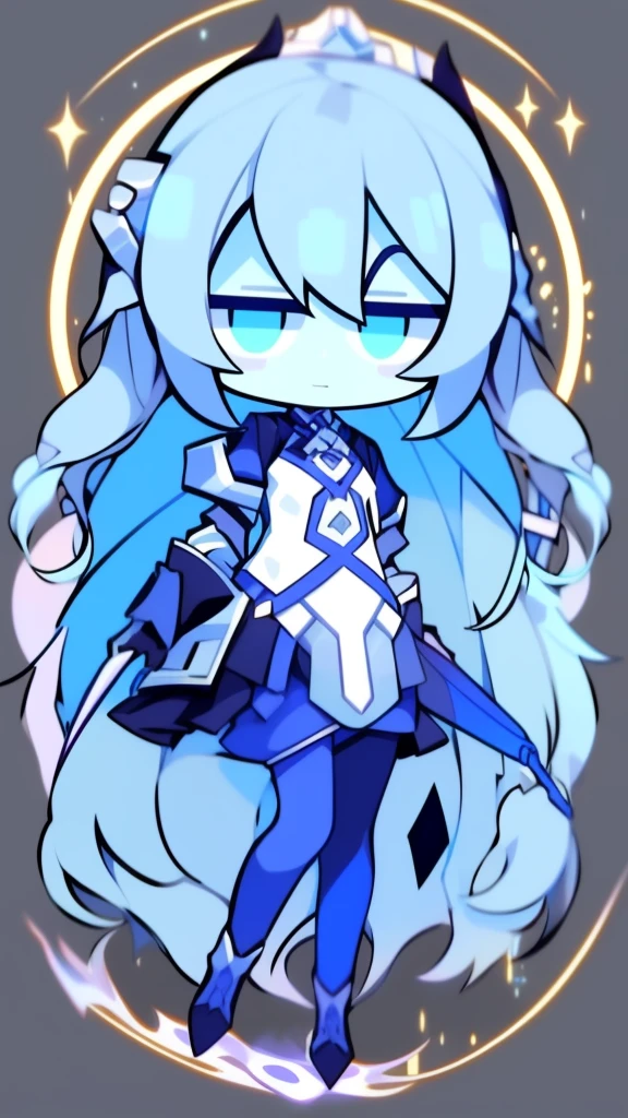 girl,k hd,4K,face expressionless,style of anime,sideface,blue color eyes,white color hair,((full body)),Confused eyes,(default character)SD character, masterpiece,best quality,ultra detailed,4K,super fine illustration,highly detailed beautiful face and eyes,cyan color scheme, lighting,fantasy,extremely solemn atmosphere,long hair,floating hair,smirk,fighting stance,dynamic pose,(holding glowing sword:1.3),particle light,luminescence,plasma,electric current,blue flame,sense of depth,dynamic angle,