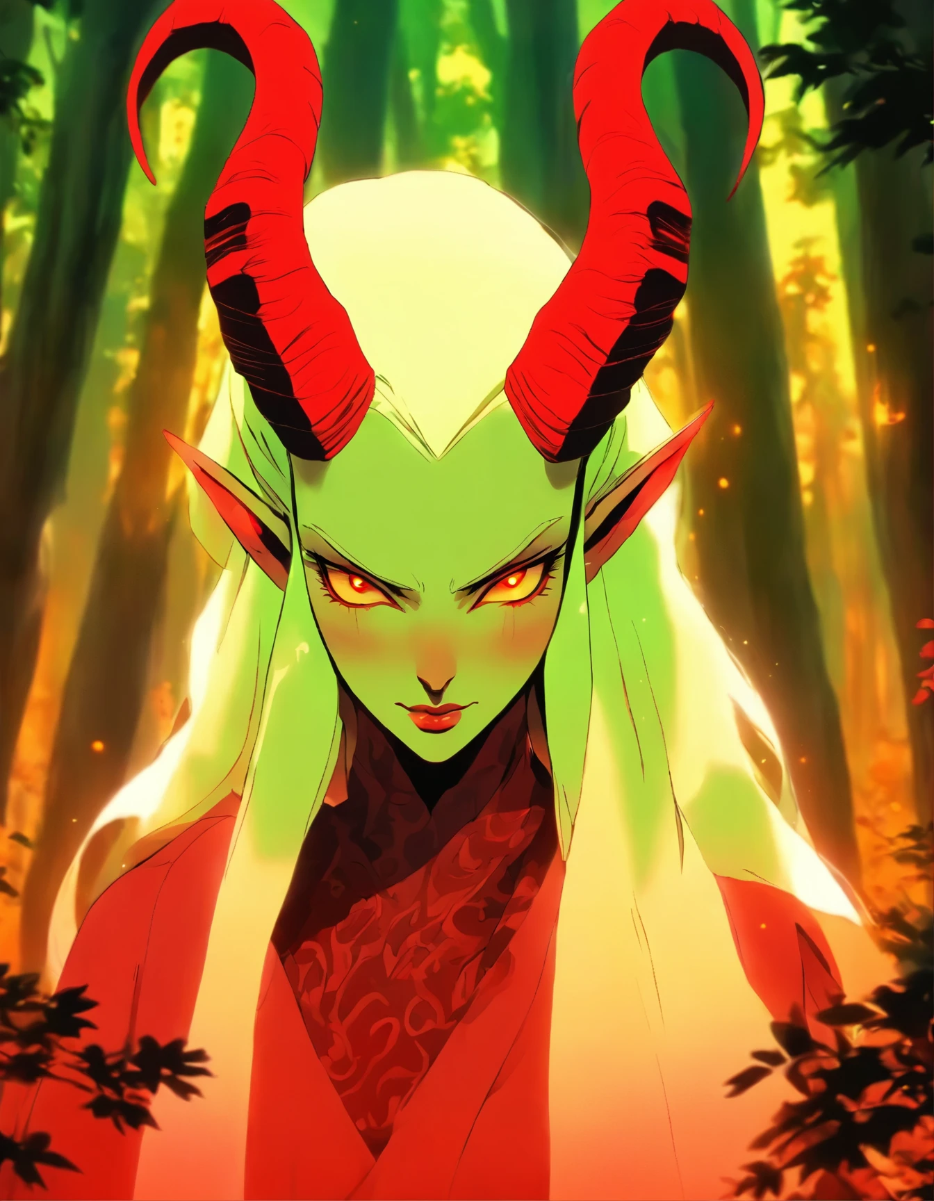 arafed woman with horns and white makeup in a forest, white horns queen demon, demon white horns, female humanoid creature, horns and red eyes, white horns from eyebrows, with horns, fit male demon with white horns, portrait of albino mystic, albino mystic, attractive tiefling druid, face of a pale alien cultist, lolth