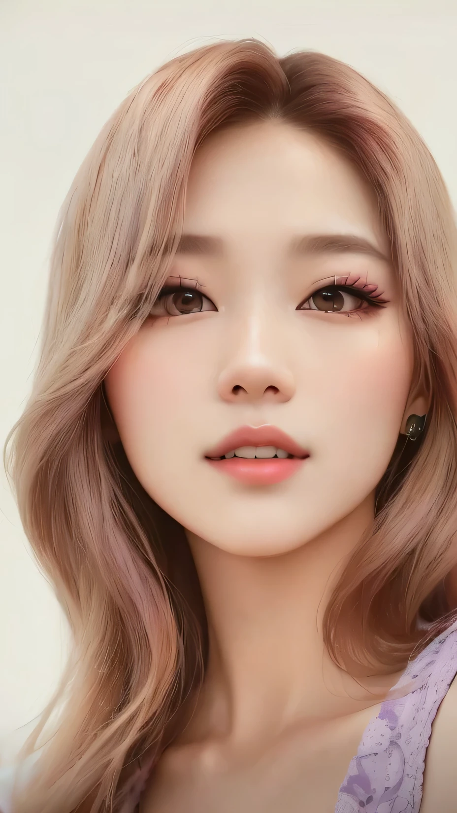 a woman with long hair and a purple dress posing for a photo, roseanne park of blackpink, portrait jisoo blackpink, popular south korean makeup, portrait of jossi of blackpink, popular korean makeup, tzuyu from twice, portrait of female korean idol, korean face features, portrait of kpop idol, wan adorable korean face, young adorable korean face, beautiful south korean woman, irene red velvet