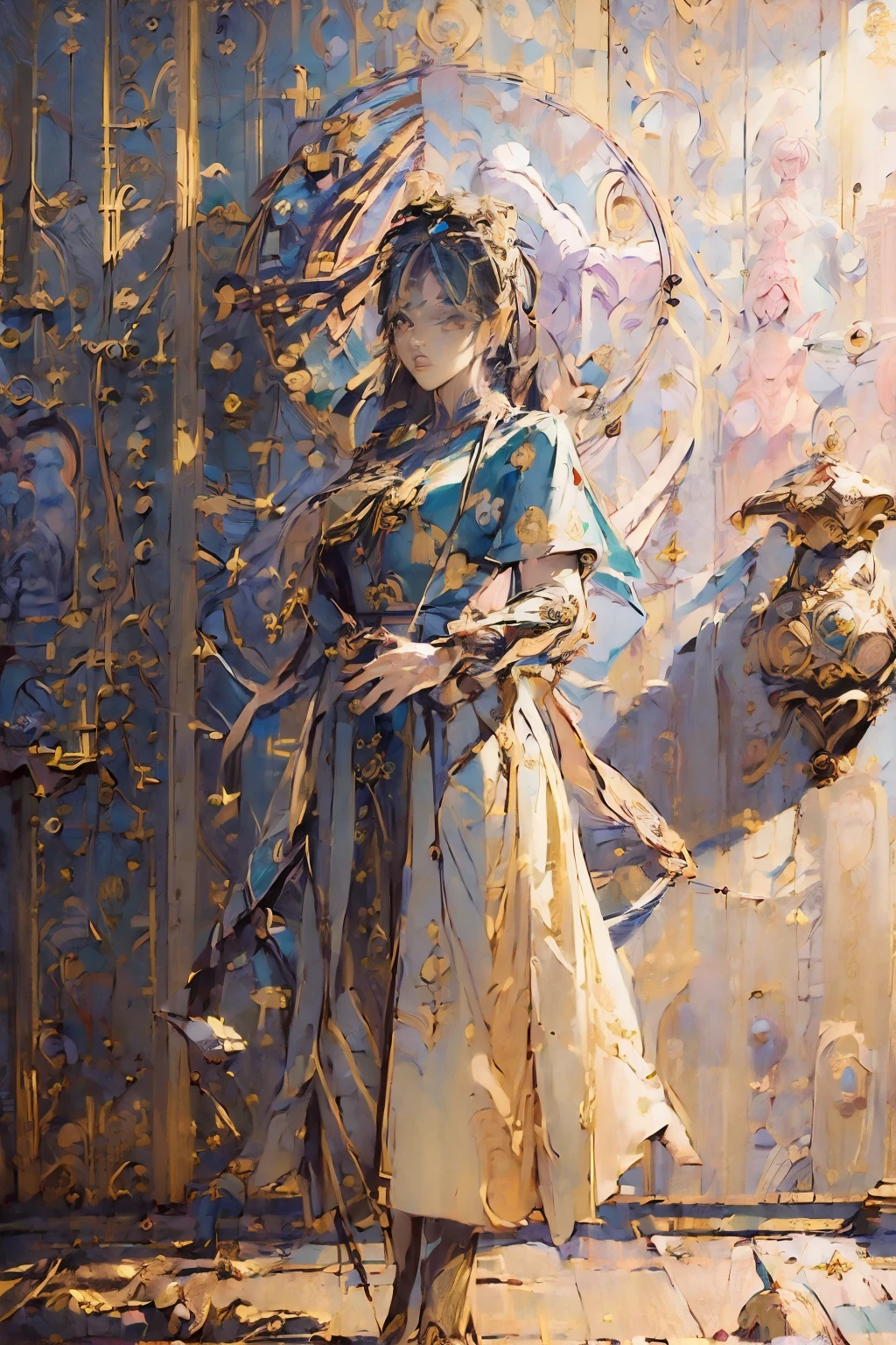 (Masterpiece, Top Quality, Best Quality, Official Art, Beautiful and Aesthetic: 3.4)
(Abstract Dunhuang Deer)
(Minimalistic and Stylized)
(3:4 Aspect Ratio)
(Vibrant and Evolving Design)
(Intricate and Elegant Patterns)
(Graceful and Serene Deer)
(Paired with the Essence of Dunhuang Art)
(Colour Palette Inspired by Ancient Silk Road)
(Neo-Classical, Op Art, Chiaroscuro, Cinematic Lighting)
(Character Sheet, Projected Inset, First