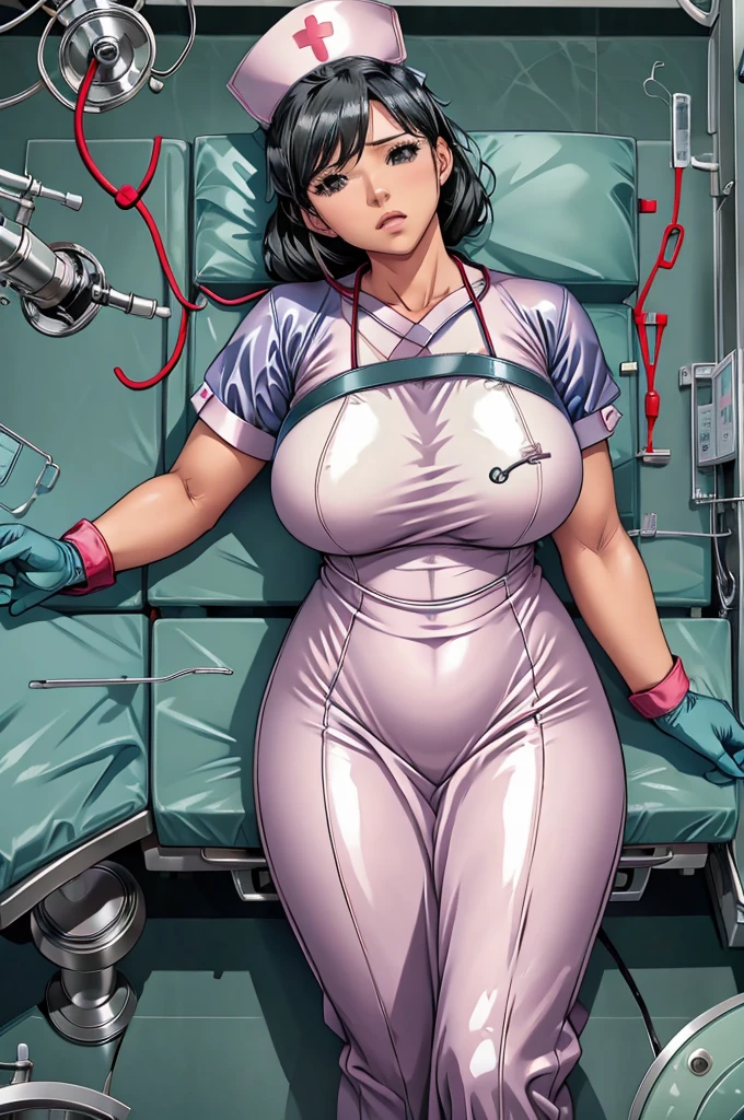 nurse uniform,hospital, latex nurse suit,nurses,busty,elbow gloves,labcoat,black hair woman,red eyes , gigantic ,medical instruments,asian nurse,two nurses,speculum,examination room,oversize ,big ass ,strap on, lay on table ,legs spreaded,giving birth,gyno chair , dentist,Milf,latex,grey uniform,oversize breasts