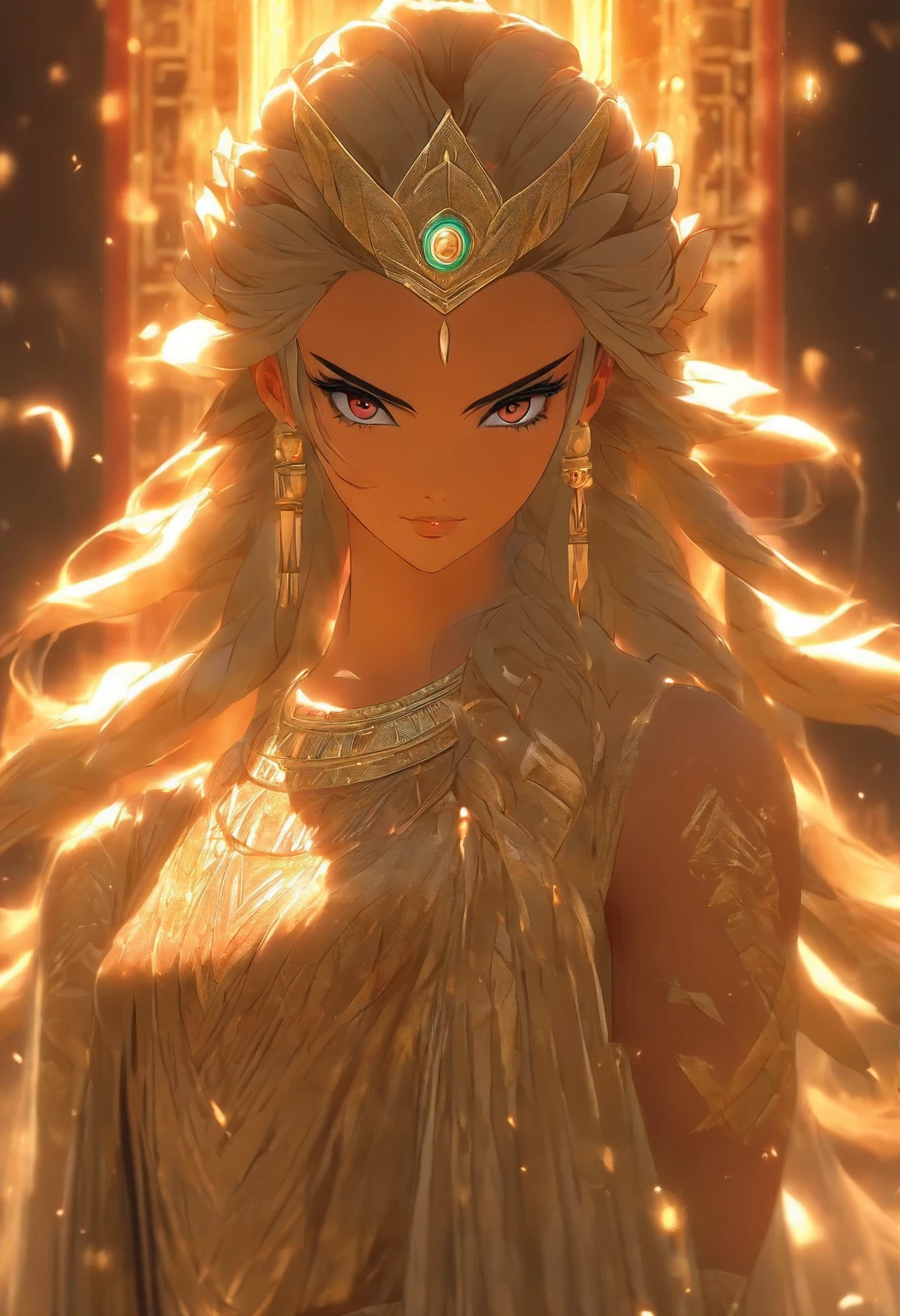 (((NINGAL))) best quality, ultra-high resolution, 4K detailed CG, masterpiece, The Goddess of Reed, Sumerian clothing, Sumerian mythology, ((STANDING POSE)), Sumerian painting, aesthetic, screen-centered