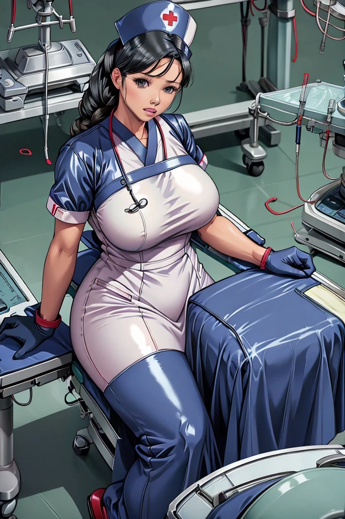 nurse uniform,hospital, latex nurse suit,nurses,busty,elbow gloves,labcoat,black hair woman,red eyes , gigantic ,medical instruments,asian nurse,two nurses,speculum,examination room,oversize ,big ass ,strap on, lay on table ,legs spreaded,giving birth,gyno chair , dentist,Milf,latex,grey uniform,oversize breasts