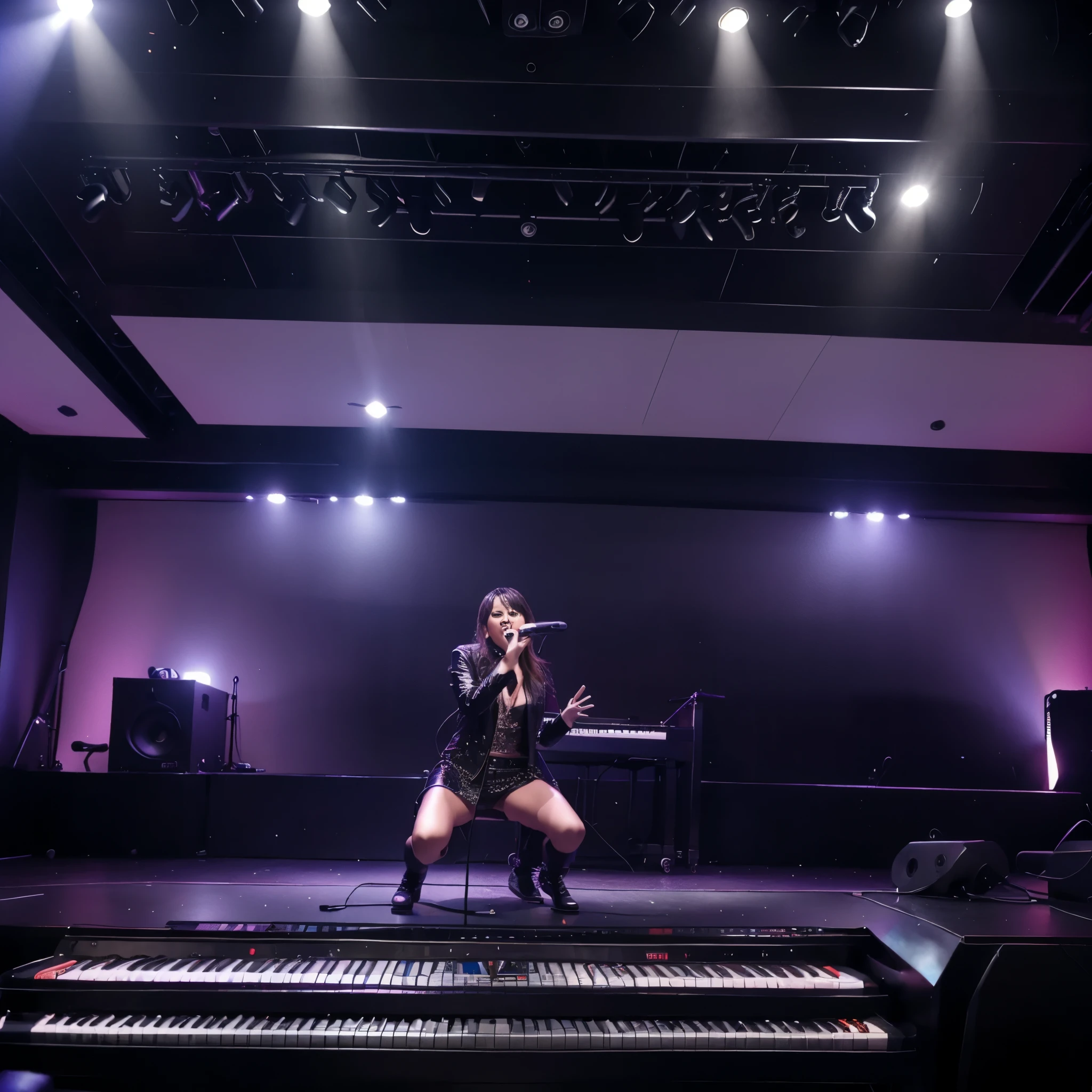 Rock star singing in stage