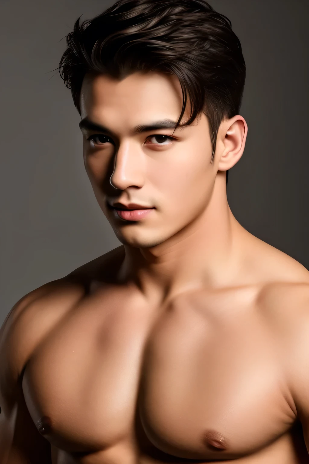 male portrait, handsome face, perfect face, muscular body, half naked, big breasts muscle, deliberate, masterpiece, best quality, highest quality, cinematic lighting, very handsome, ultra realistic, gorgeous,