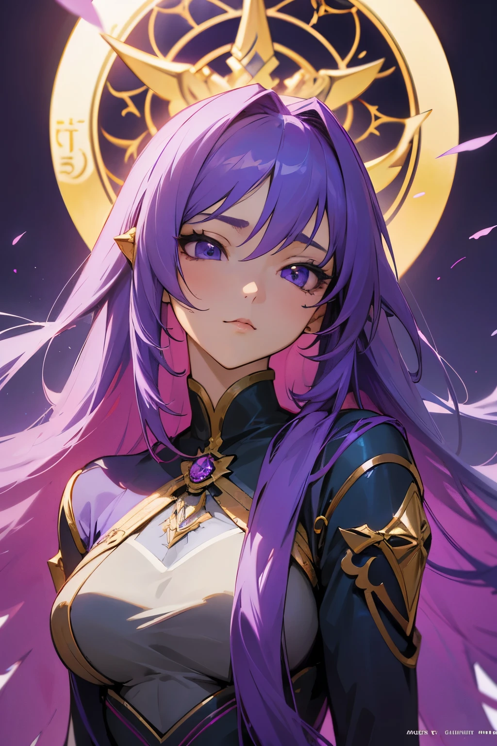 anime girl with long purple hair and purple dress posing for a picture, anime goddess, portrait knights of zodiac girl, extremely detailed artgerm, seductive anime girl, artgerm on artstation pixiv, beautiful alluring anime woman, 8k high quality detailed art, detailed digital anime art, 2. 5 d cgi anime fantasy artwork, beautiful goddess
