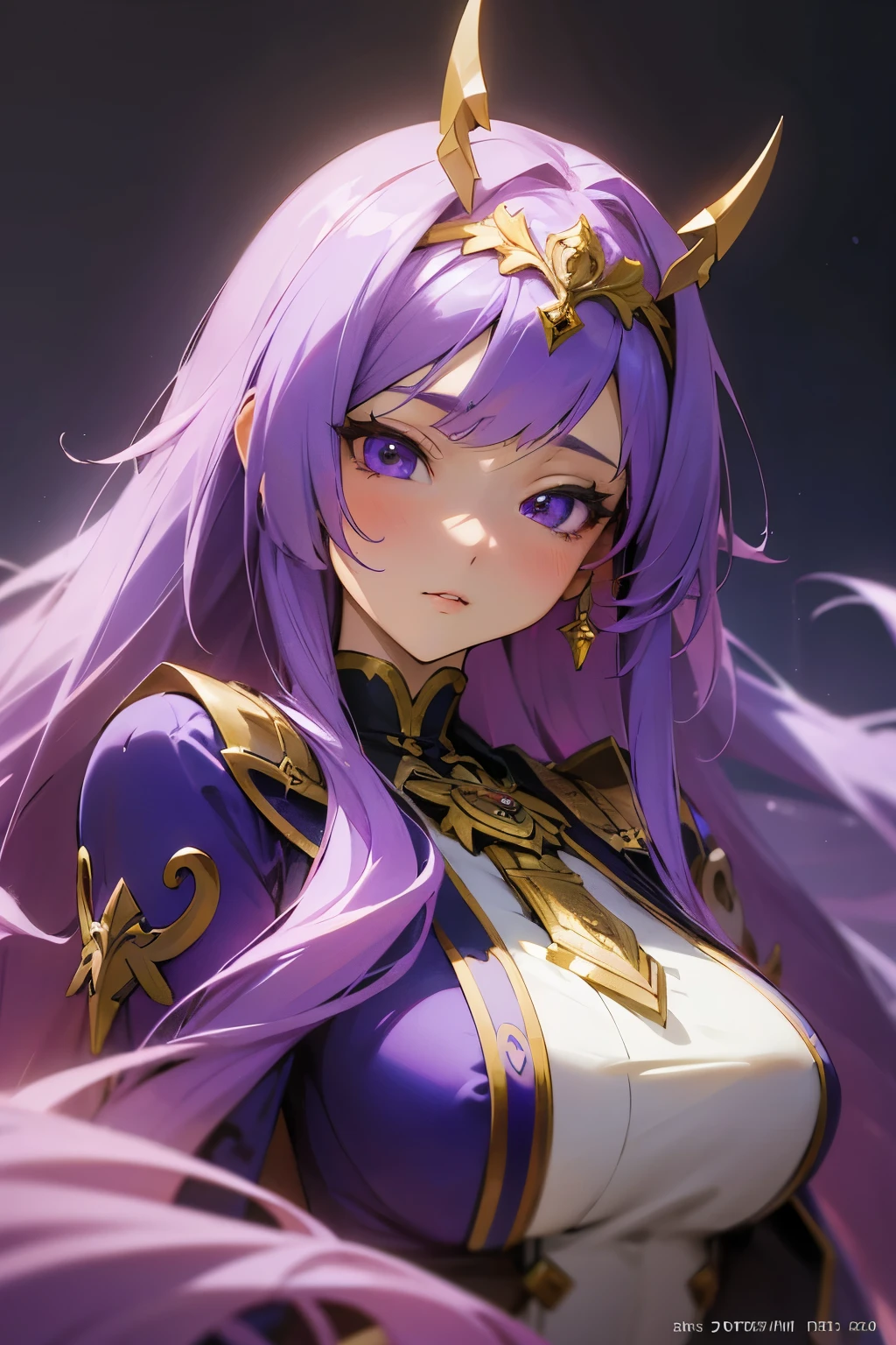anime girl with long purple hair and purple dress posing for a picture, anime goddess, portrait knights of zodiac girl, extremely detailed artgerm, seductive anime girl, artgerm on artstation pixiv, beautiful alluring anime woman, 8k high quality detailed art, detailed digital anime art, 2. 5 d cgi anime fantasy artwork, beautiful goddess