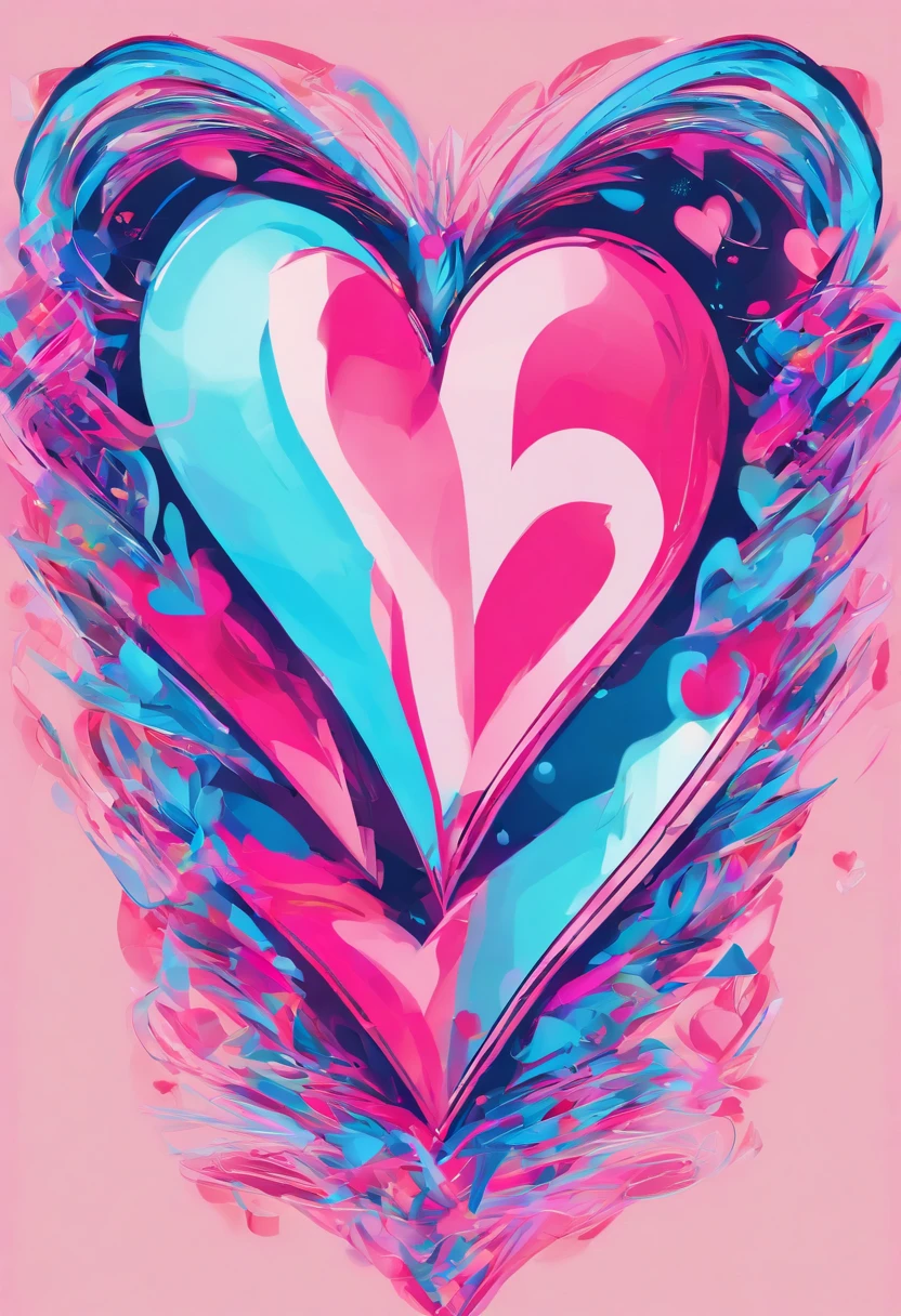 Two hearts intertwined one neon pink the other superman blue