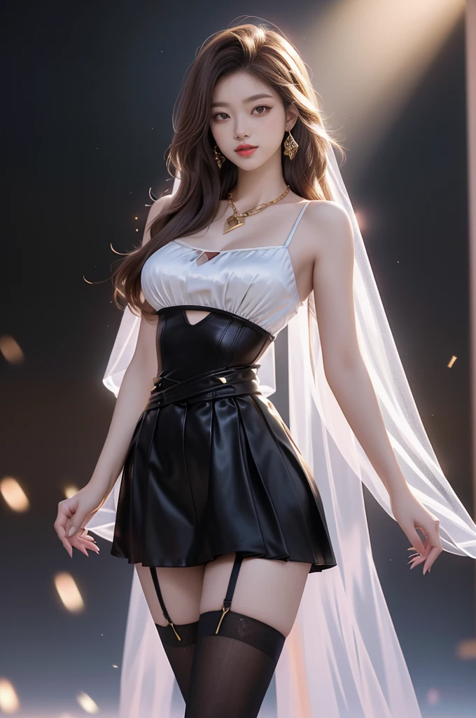 Shy woman on a rainy night,(8K Ultra HD、Digital SLR Camera、Soft Light、high quality、Volumetric Lighting、frank、photo、high resolution、4k、8K、Bokeh),(Rich details on the eyes and face,warm color, Very saturated colors,Show a charming smile, little cherry mouth, mouth closed, Balanced Eyes, Perfect face, Pretty Face, black eyes,Skin is transparent and visible, Shirasawa skin, cosmetic, (Glasses),earrings,Forehead chain,necklace, Jewelry,veil,Hair accessories),(Create stunning images of real girls, warm light, Dynamic poses, Elegant Posture, Cowboy lens, Front full body,Look confident from the front,Body facing the camera,Standing pose facing the camera,Open your legs slightly,Golden Ratio Graphics,Minimalism, ), ,Chinese anime girl,Waist-length hair,Messy Hairstyle,,Gradient hairstyles,Cyberpunk hairstyle,(Transparent clothes:1.5),Pink clothes,Thin clothes。Transparent mesh clothes,Transparent clothes,Transparent tights,(Sexy,Perfect breast shape、Very detailed breasts,34E cup),No underwear,(Super high waist,Waist hollow,Levain),Black socks.(Clear knee-length socks、Garter socks,Leg ring,garter、腿部garter)