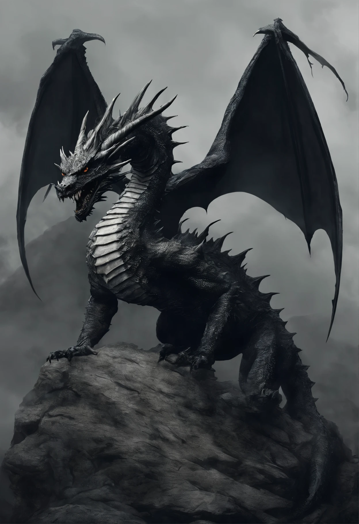dragon with a ball in its mouth sitting on a rock, crystal dragon, dragon art, by Yang J, anthro dragon art, black dragon, a majestic gothic dragon, dragon mawshot art, but as an anthropomorphic dragon, by Victor Wang, by Ryan Yee, detailed fantasy art, 🌺 cgsociety, d&d commision art dragon