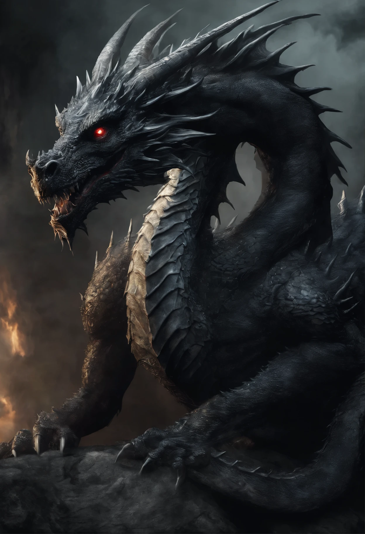 dragon with a ball in its mouth sitting on a rock, crystal dragon, dragon art, by Yang J, anthro dragon art, black dragon, a majestic gothic dragon, dragon mawshot art, but as an anthropomorphic dragon, by Victor Wang, by Ryan Yee, detailed fantasy art, 🌺 cgsociety, d&d commision art dragon