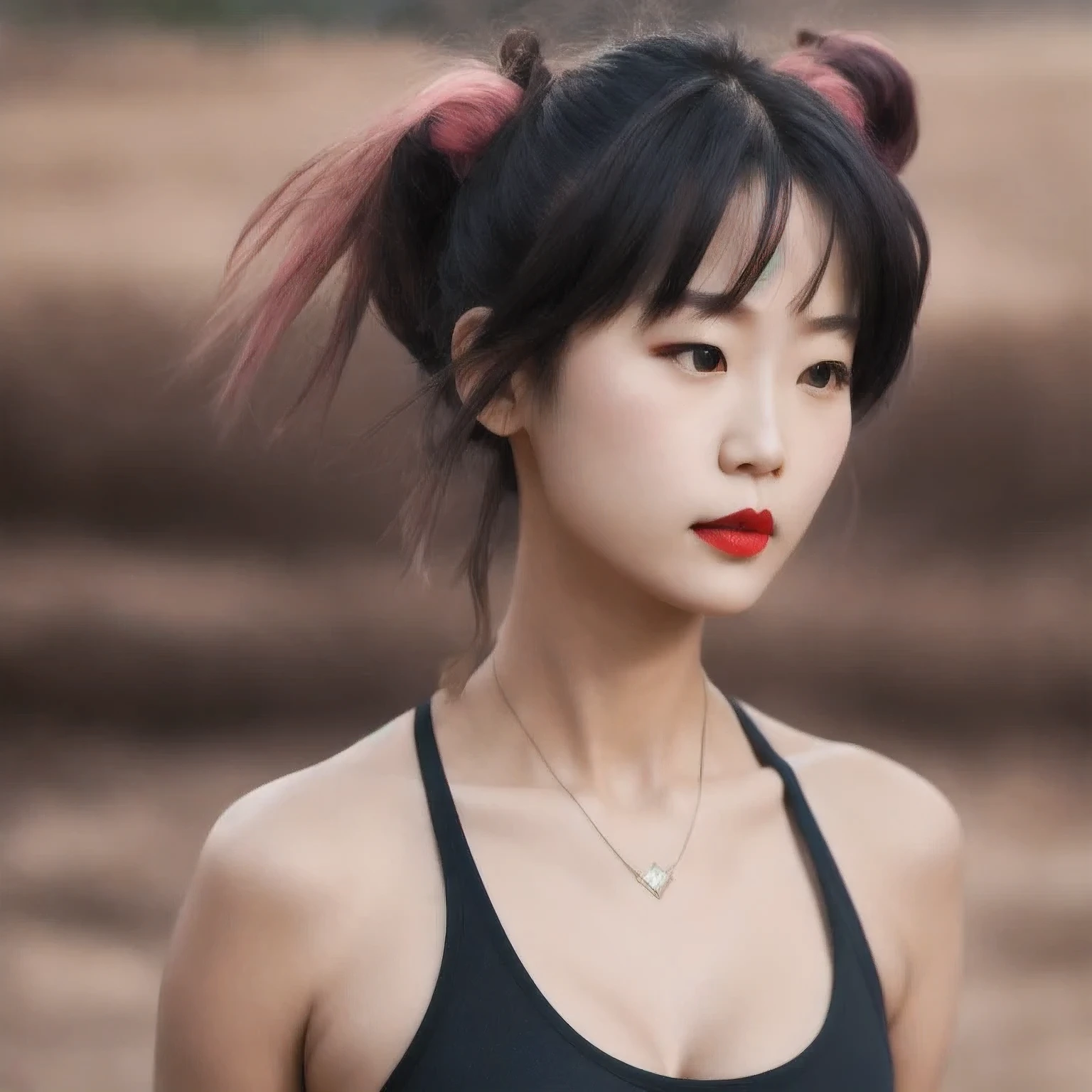 （（（1 Girl）））1 Girl
3d
bare shoulders
black eyes
black hair
blurry
blurry background
breasts
brown eyes
depth of field
leaning forward
lips
lipstick
looking at viewer
makeup
nose
outdoors
realistic
red lips
short hair
shorts
solo
tank top，(Desert Abyss)
1 Girl
bangs
White Lace shoulders
亚麻重棉刺绣丝绸
cleavage cutout
closed eyes
crescent
crescent facial mark
double bun
浅粉  Lace dress
facial mark
facing viewer
forehead mark
White Lace
﻿
飘逸 long hair
mini breasts
parted bangs
partially submerged
pink hair
red hair
solo
very long hair
wading
water