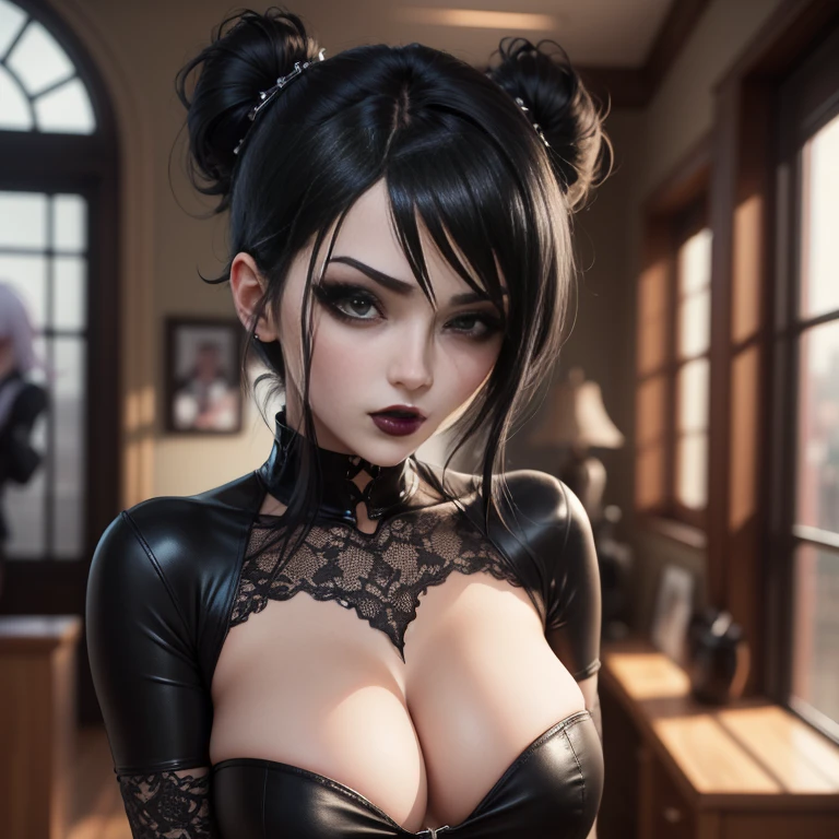 a woman in a black goth clothes, seductive goth anime girl, attractive anime goth girl, goth, sultry, extremely detailed artgerm, teasing, anime moe artstyle, goth anime girls, anime goth girl, (goth girl), anime best girl, beautiful alluring anime woman, ecchi anime style, goth waifu, an anime girl, 