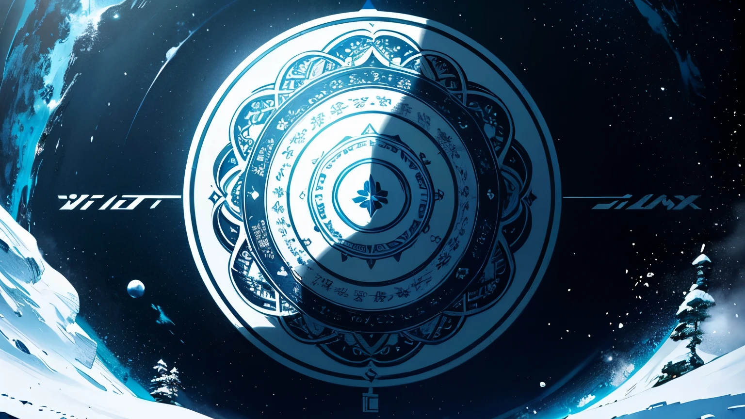 icon、logo、Very wide white background、Extreme quality、 masterpiece、8k、Depth of written boundary、Intricate details、 (No humans)、letter、企業logo、Inside the Complex Universe、Snow Mountain、motif、emblem、wiring、logo、Mandala、Light