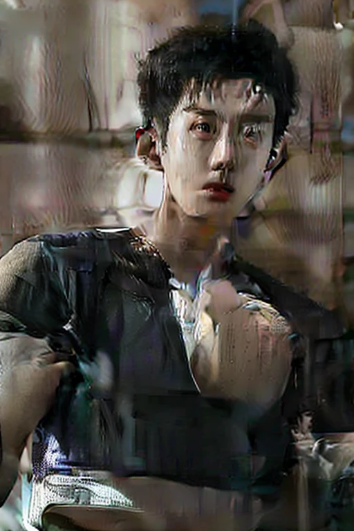 a group of young buffed stacked korean guys in detail