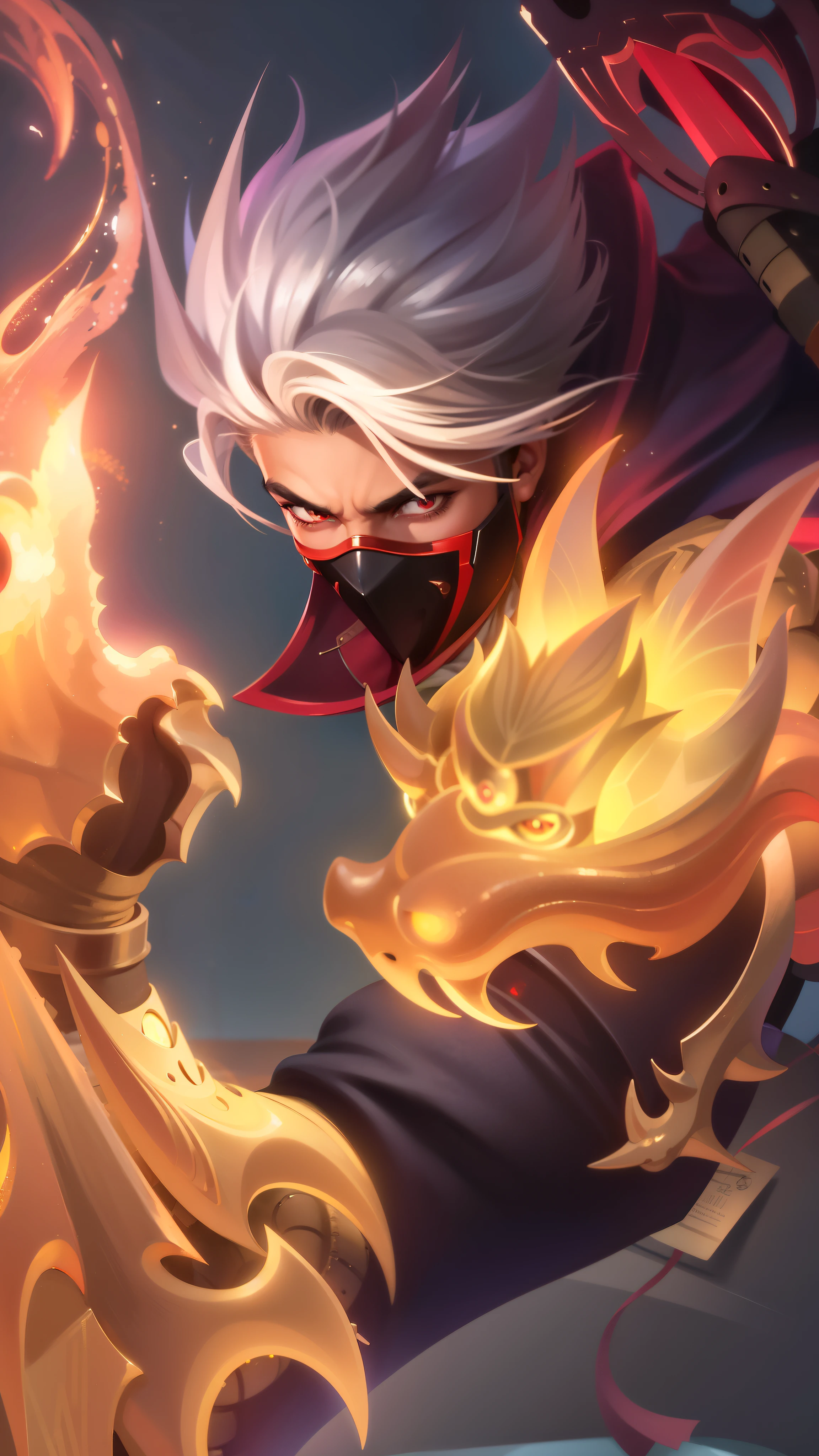 a close up of a guy with a steampunk mask on, Best quality, masterpiece, detailed skin texture, detailed clothes texture, detailed face, super detail, 8k, intricate detail, 1 boy, The color doesn't change, Muscle guy, 1 guy, strong red eye glow (red eye:1.2)