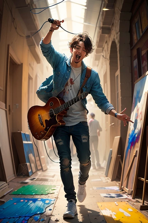 A man triumphing in the world of music and painting