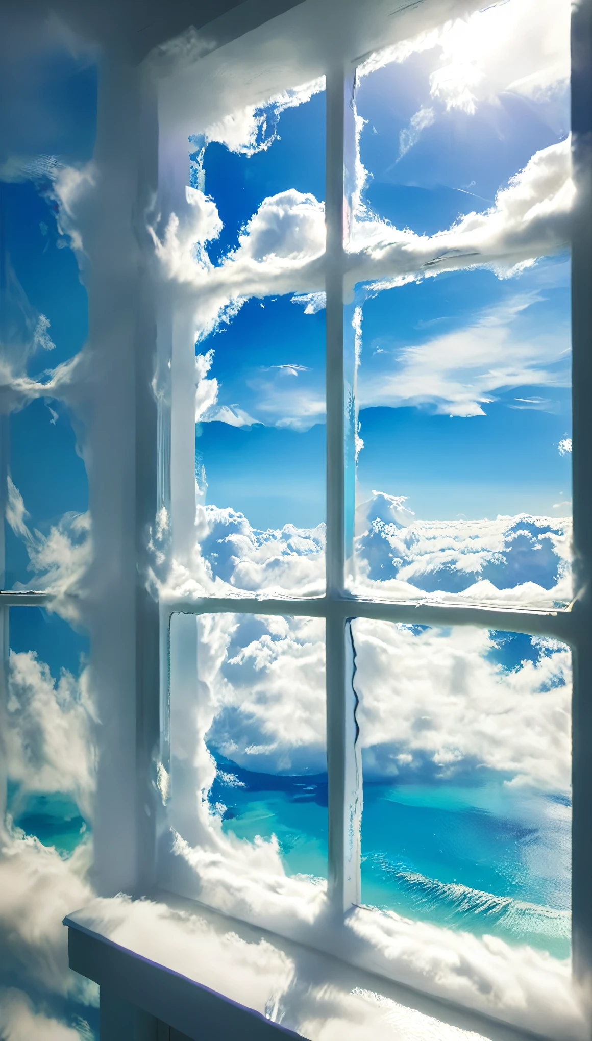 window of extra cloudy outside view of paradise 