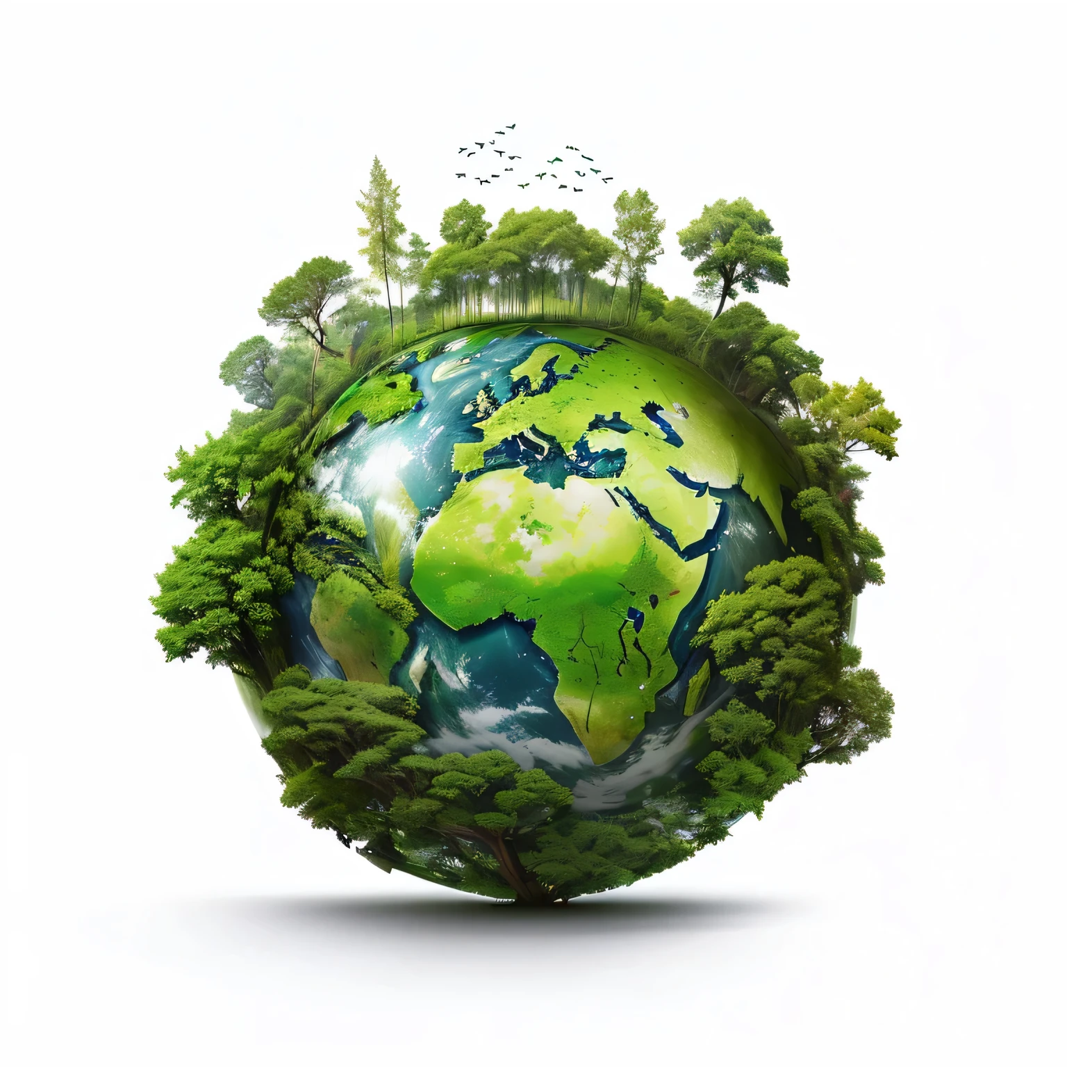 there is a green globe with trees on it and a bird flying above, green world, our planet, mother earth, clean environment, world tree, large environment, sustainability, environment friendly, rich environment, environmental, environmental concept art, natural environment, enviromental portrait, by Kurt Roesch, environmental artwork, nature environment, ecology, stunning art, earthy