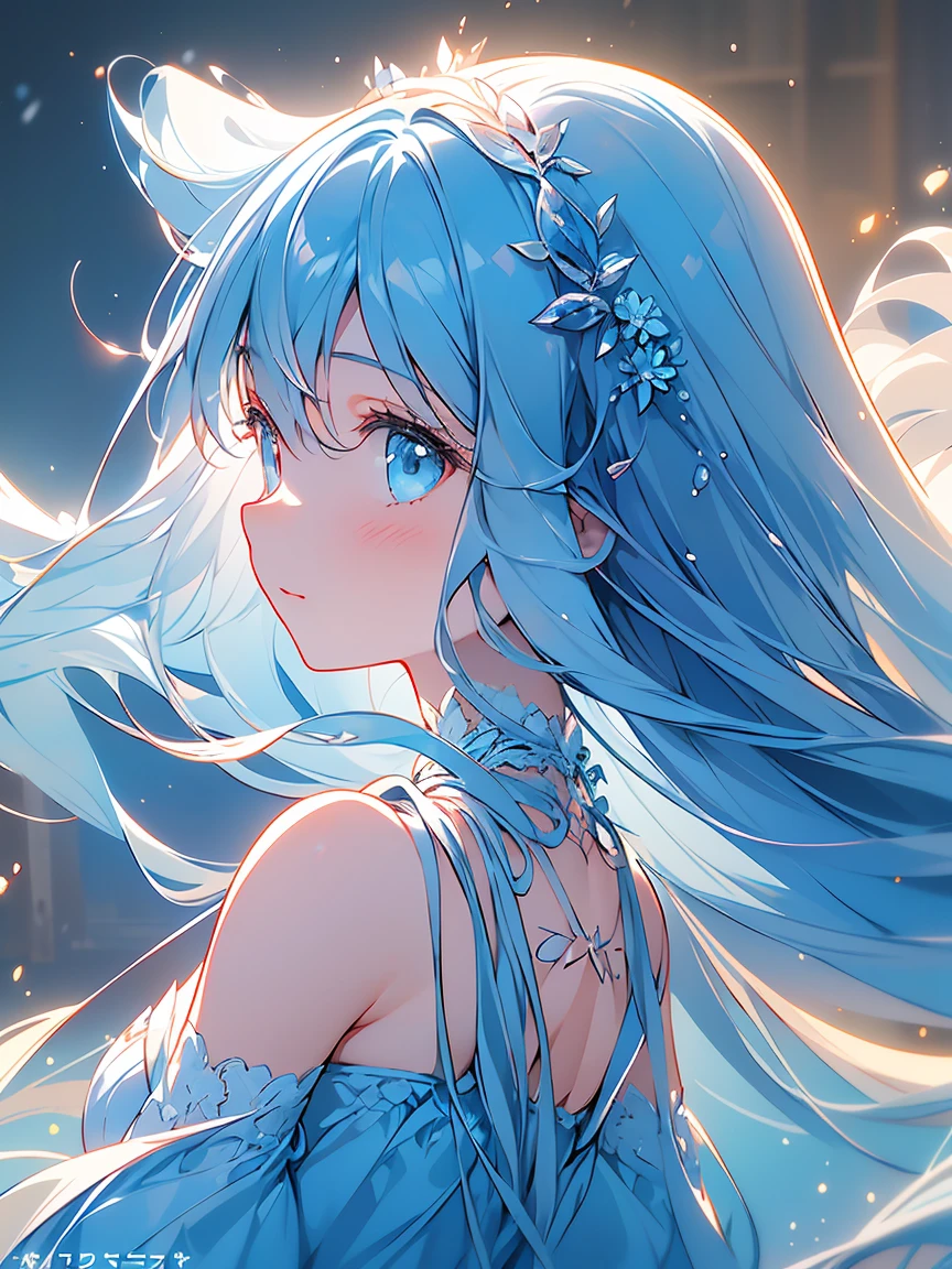 masterpiece, best quality, extremely detailed, (illustration, official art:1.1), 1 girl ,(((( light blue long hair)))), ,(((( light blue long hair)))),light blue hair, ,, long hair ((blush)) , cute face, big eyes, masterpiece, best quality,(((((a very delicate and beautiful girl))))),Amazing,beautiful detailed eyes,blunt bangs((((little delicate girl)))),tareme(true beautiful:1.2), sense of depth,dynamic angle,,,, affectionate smile, (true beautiful:1.2),,(tiny 1girl model:1.2),)(flat chest), (((masterpiece))), (((best quality))), (((ultra detailed))), A beautiful girl blows a bubble, (Studio ghibli style, Art by Hayao Miyazaki:1.2), Anime Style, Manga Style, Hand drawn, cinematic sensual, Sharp focus, humorous illustration, big depth of field, Masterpiece, concept art, trending on artstation, Vivid colors, Simplified style, trending on ArtStation, trending on CGSociety, Intricate, Vibrant colors, Soft Shading, Simplistic Features, Sharp Angles, Playful