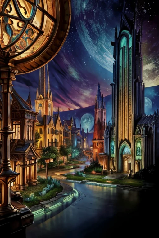 A vivid very highly detailed defined for whole image picture of a City or town if the iniverse and worlds of Warcraft otherworldly foreign exotic