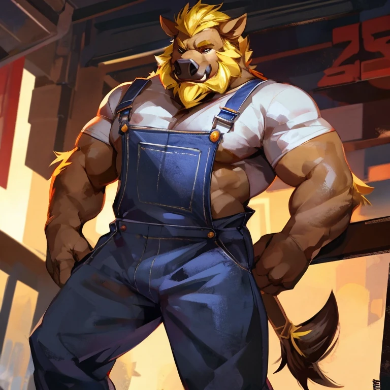 Boar, Trousers, overalls, moztaza yellow hair and beard, By mystikfox61