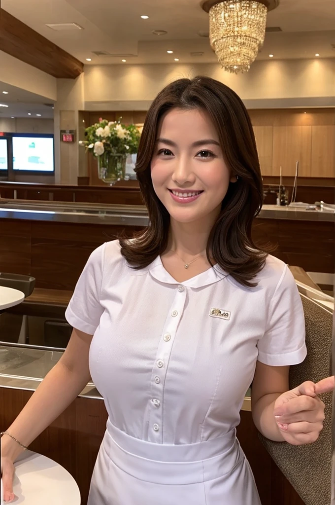 expensive_quality,best quality,masterpiece,One girl,waitress,View Viewer, (smile:1.1),Big Breasts