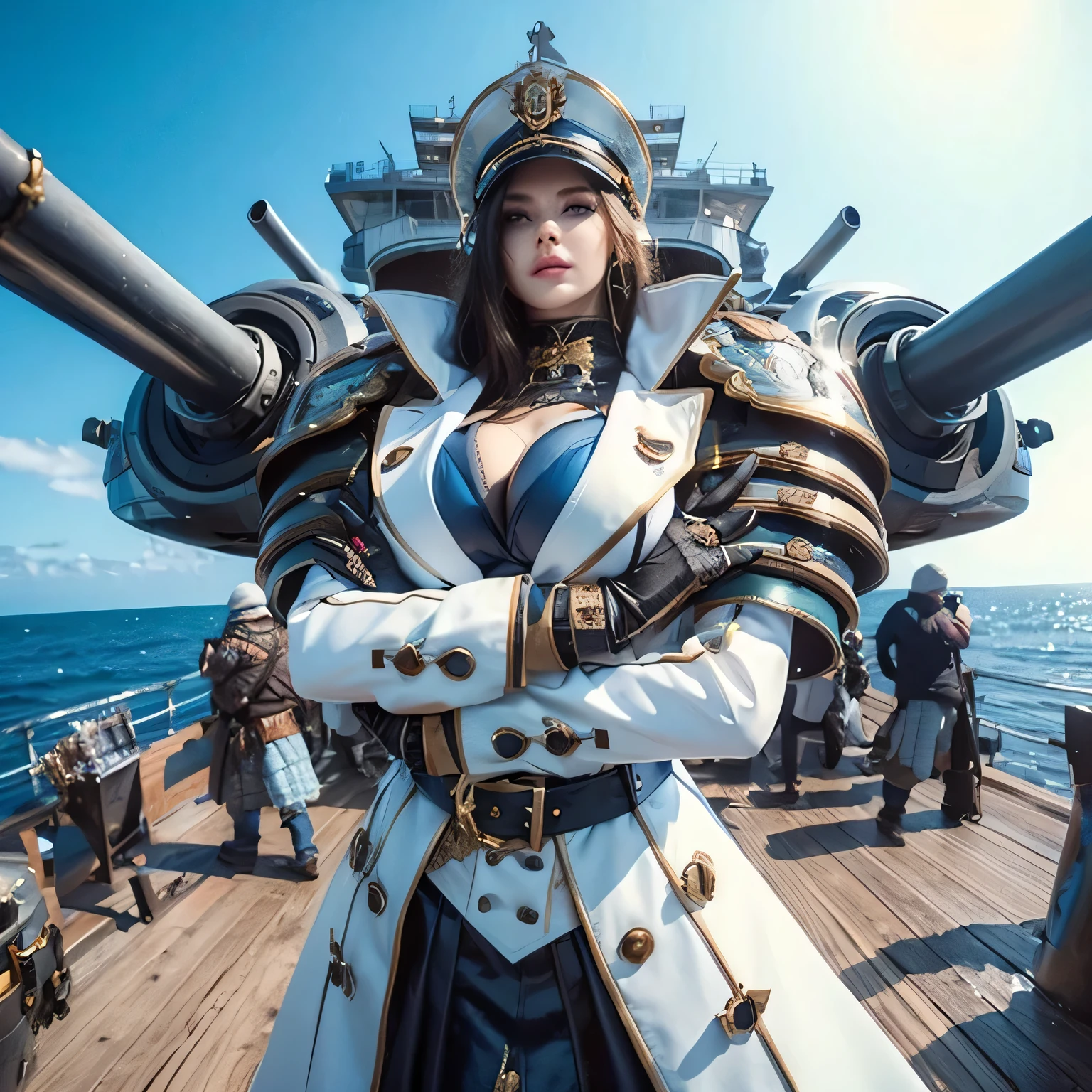 verry realistic woman face, perfect blue eyes, (big breasts: 1.37), cruel, UHD, perfect skin texture, Hyper-realistic, 32k,