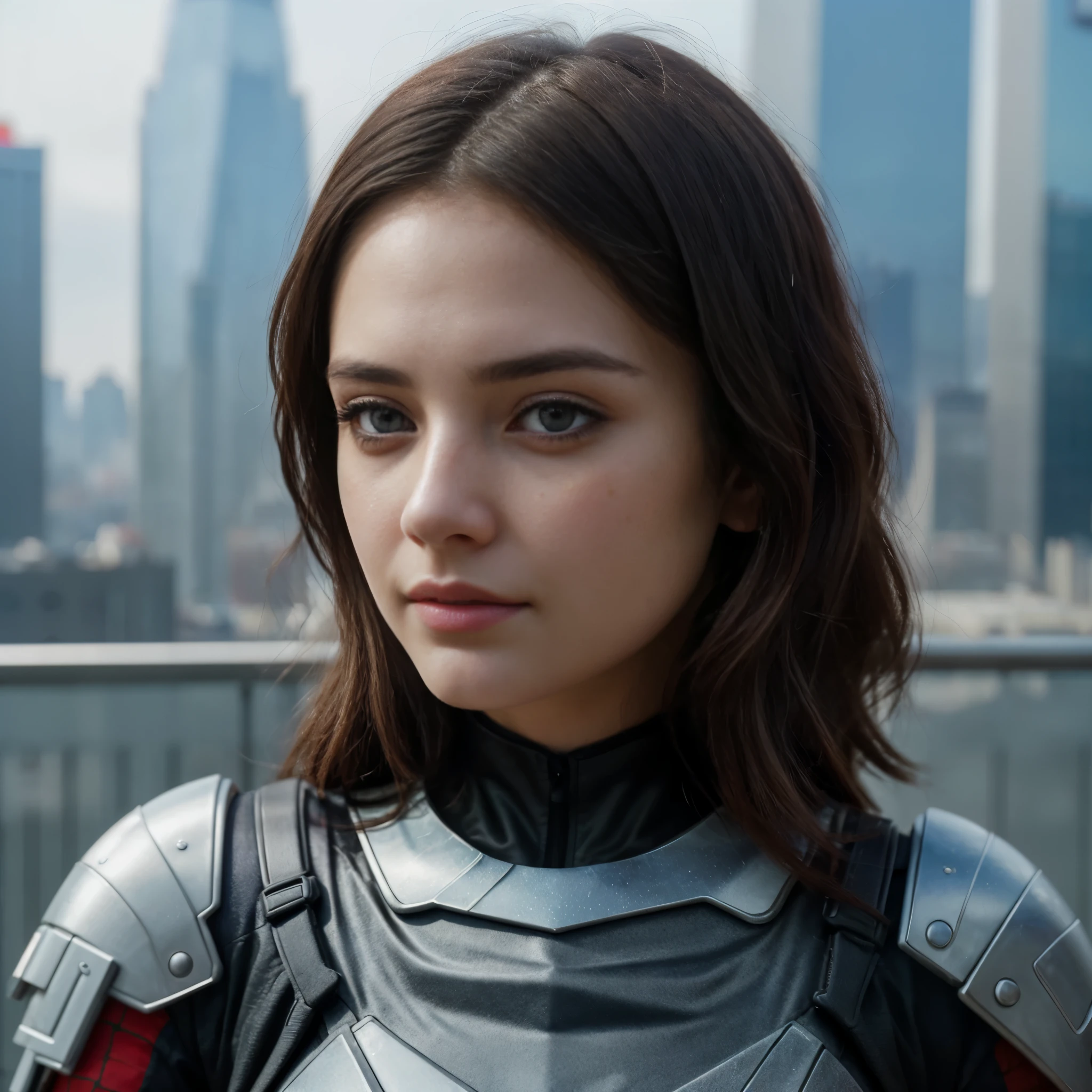 (1girl:1.3), Solo, (((Very detailed face)))), ((Very detailed eyes and face)))), Beautiful detail eyes, Body parts__, Official art, Unified 8k wallpaper, Super detailed, beautiful and beautiful, beautiful, masterpiece, best quality, original, masterpiece, super fine photo, best quality, super high resolution, realistic realism, sunlight, full body portrait, amazing beauty, dynamic pose, delicate face, vibrant eyes, (from the front), She wears Spider-Man suit, red and black color scheme, spider, very detailed city roof background, rooftop, overlooking the city, detailed face, detailed complex busy background, messy, gorgeous, milky white, highly detailed skin, realistic skin details, visible pores, clear focus, volumetric fog, 8k uhd, DSLR, high quality, film grain, fair skin, photo realism, lomography, futuristic dystopian megalopolis, translucent