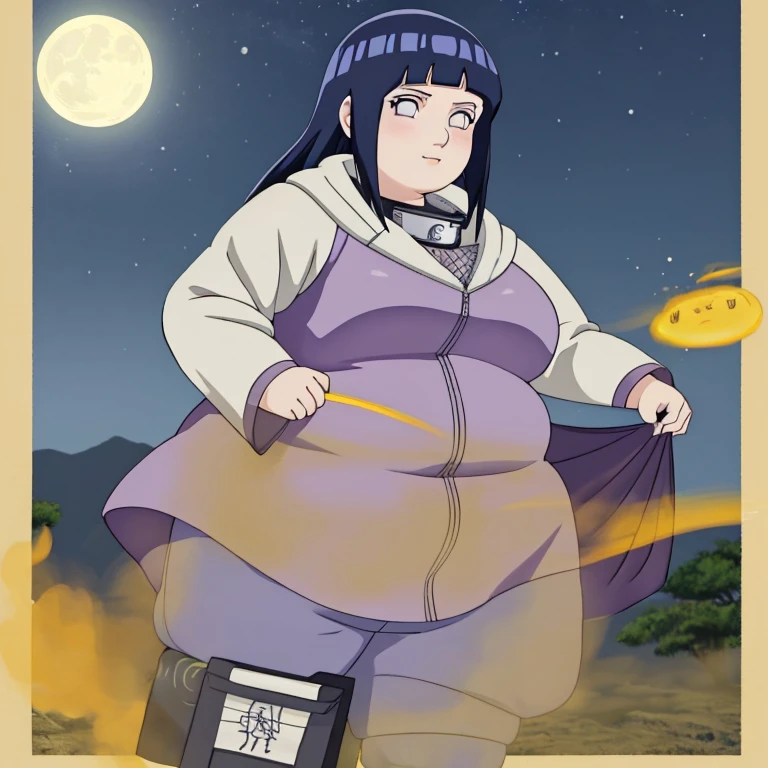 Masterpiece, ultra-detailed,Obese Hinata from Naruto, solo, farting, 4K resolution, aspect ratio 9:16, beautiful dress. programme,
Obra maestra, detallada hasta el extremo, Hinata de Naruto, solita, calidad 4K, Aspect ratio 9:16, vestido hermoso. Anime,
Here is a more complete description:
Obra maestra del dibujo animado, detallada hasta el extremo, Hinata Uzumaki Gorda, pedos, sola en el escenario, iluminada por la luz de una luna llena que filtra a