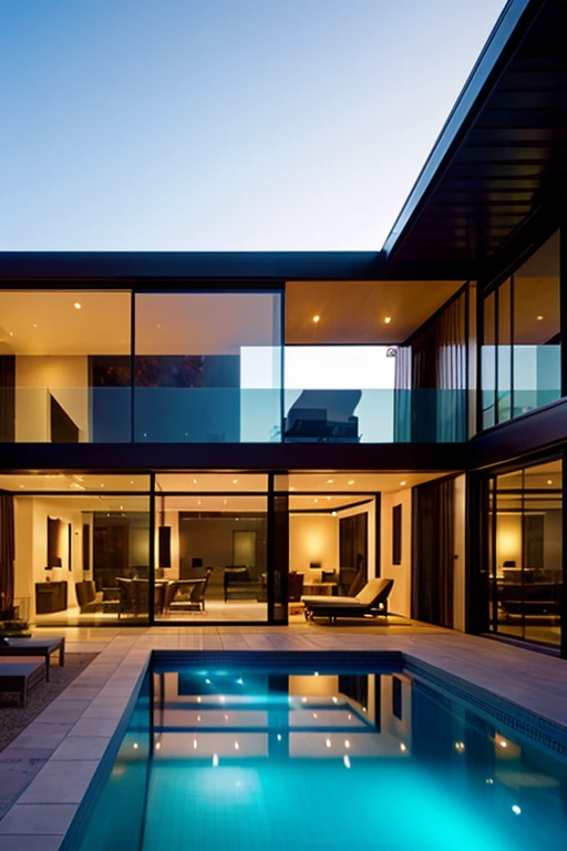 Very large glass cabin like a mansion in the Sonoran desert